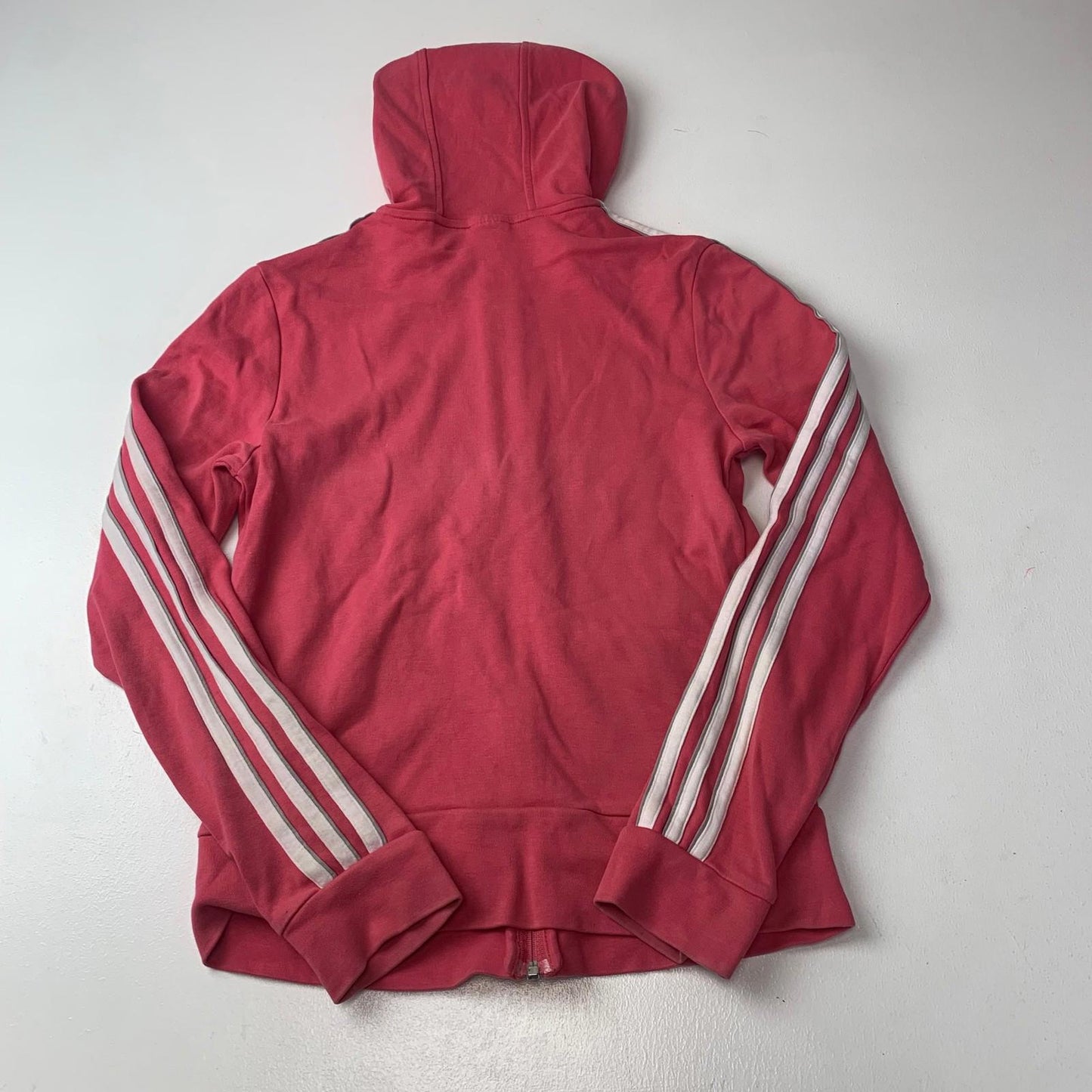 Adidas Full Zip Hoodie Pink 3-Stripe Girls UK 12