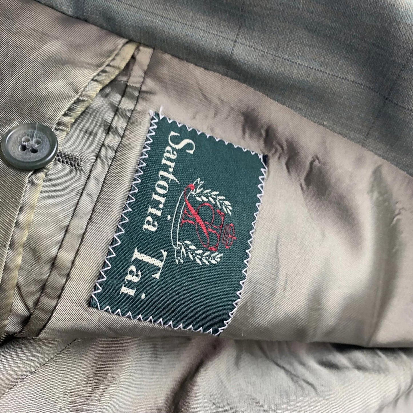 SARTORIA TAI Blazer Vintage Check Pattern Green Mens 44R Wool Jacket