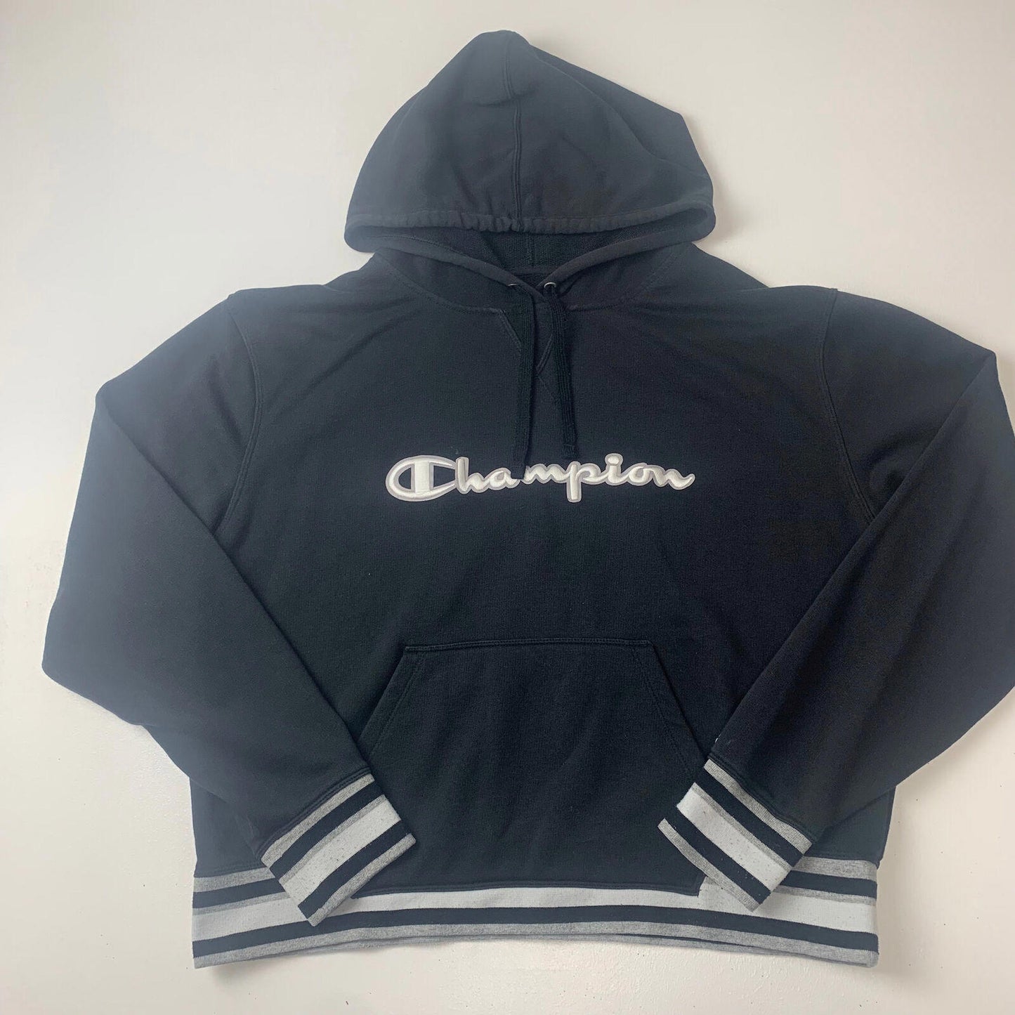 Women’s Champion Black Hoodie / 2XL / XXL / Embroidered Logo / Cropped