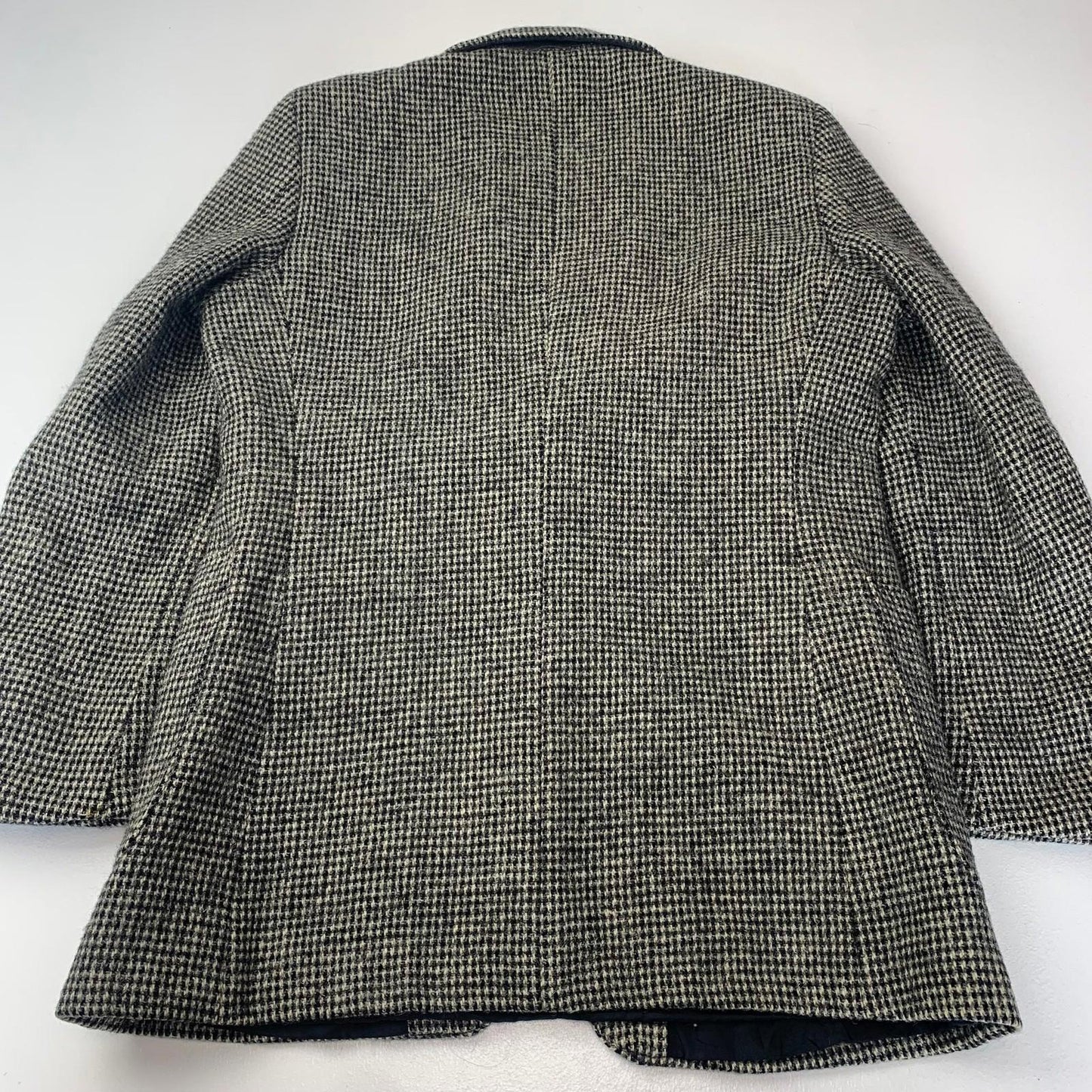 Cassidy Harris Tweed Blazer Houndstooth Wool Jacket Black White Womens 40R