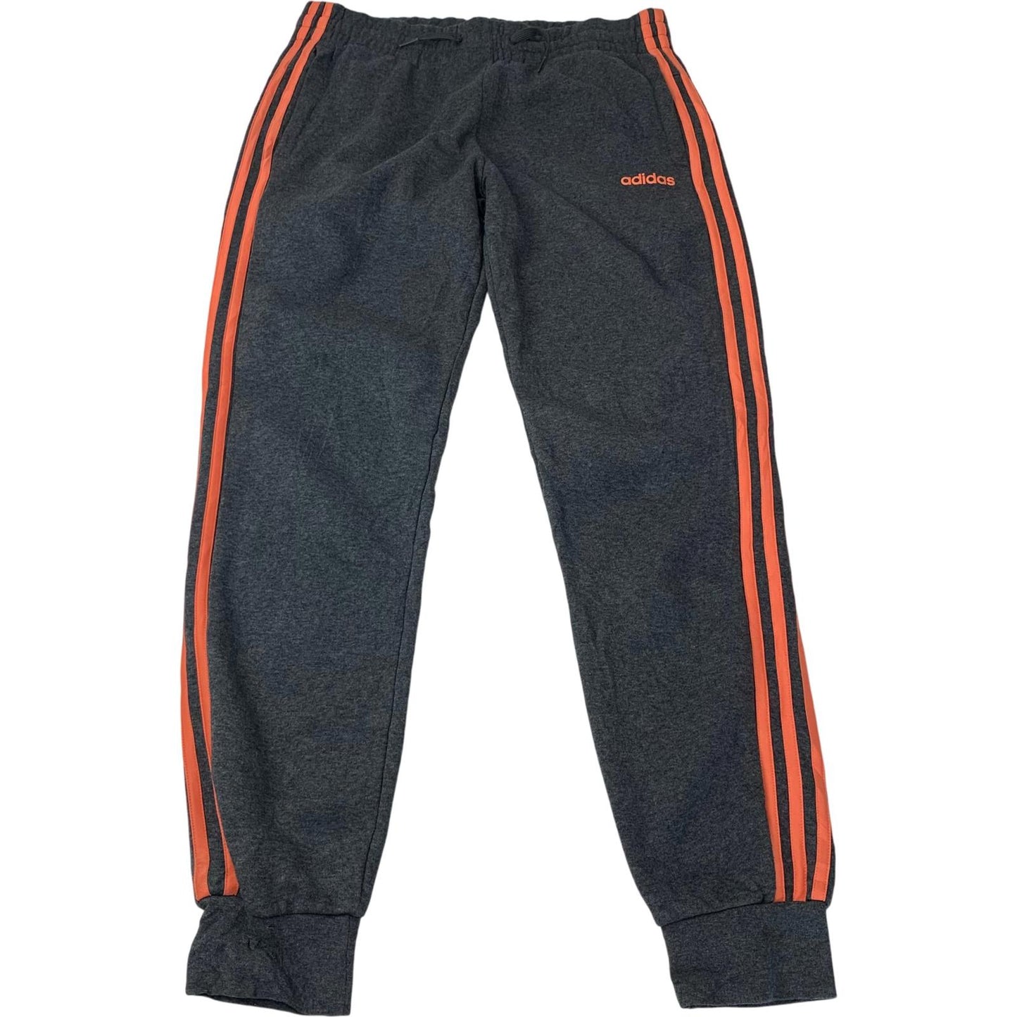 Adidas Jogger Sweatpants Sports Stripe Grey Orange Womens UK 12-14