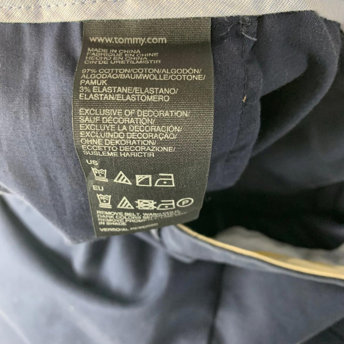 Tommy Hilfiger Parker Trousers Straight Leg Chino Navy Blue Women UK 16