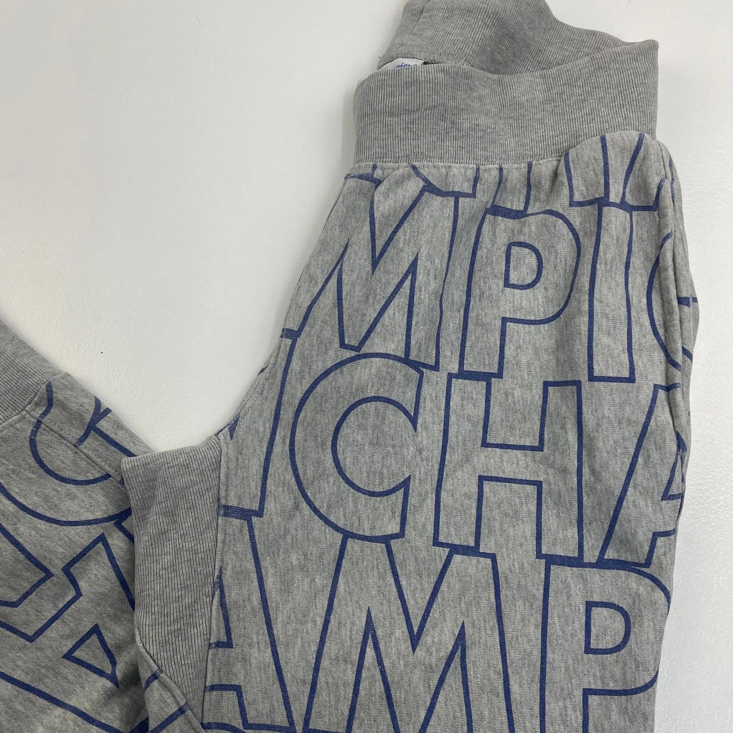 CHAMPION Reverse Weave Jogger Track Pants Grey Graphic Print Mens Medium