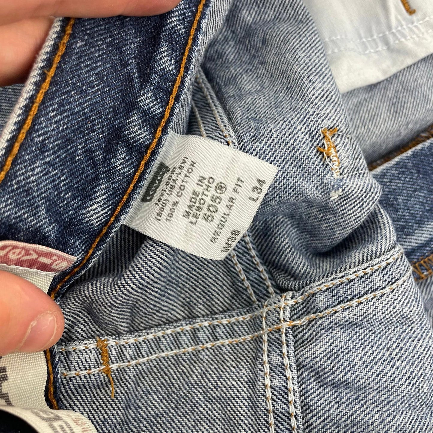 Levi's 505 Jeans Regular Fit Straight Leg Blue Denim Mens W38 L34