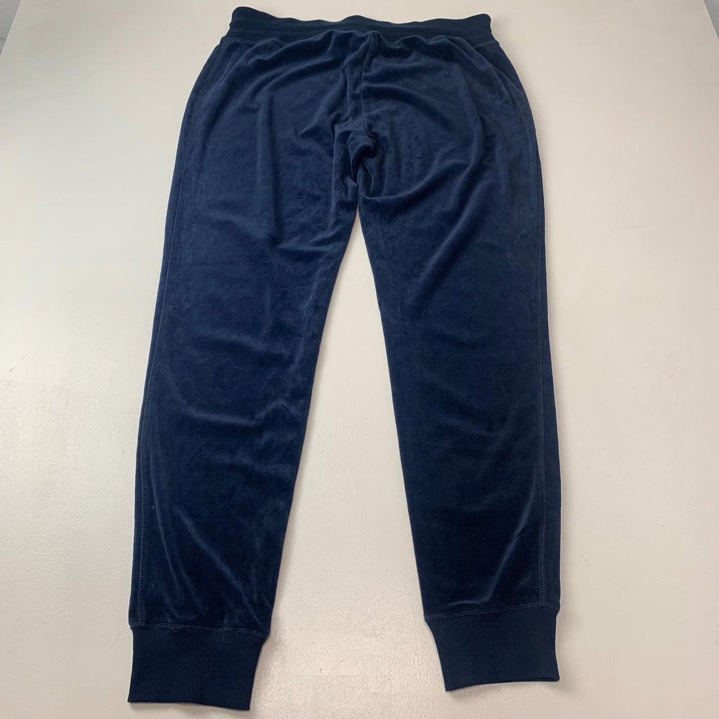 Calvin Klein Jogger Sweatpants Velour Ribbed Cuffs Navy Blue Women XL