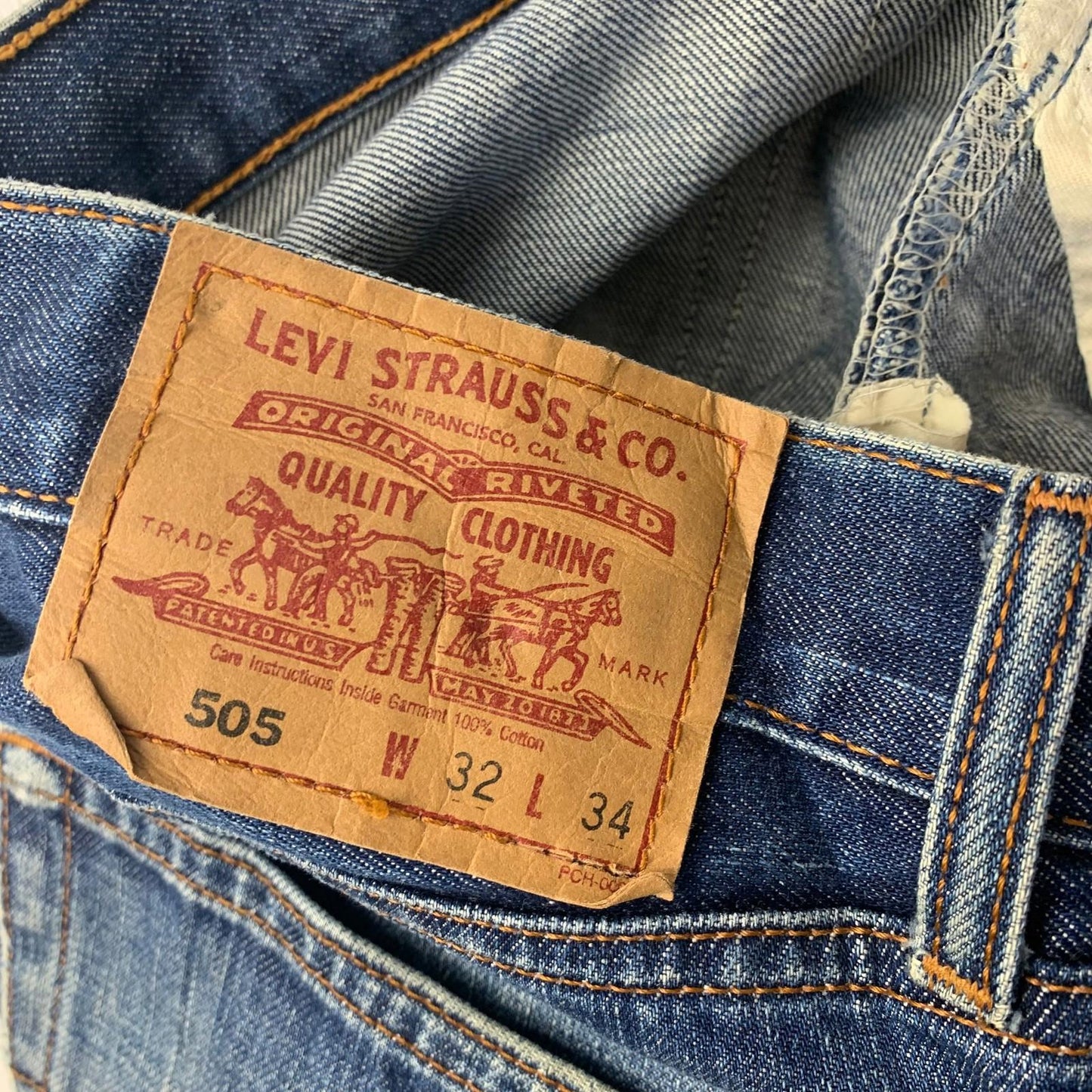 Levi Strauss & Co 505 Straight Leg Classic Blue Denim Jeans Mens W32 L34