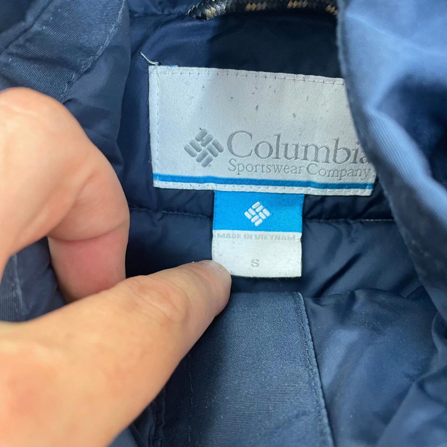 Columbia Jacket Coat Hooded Winter Padded Parka Blue Mens Small