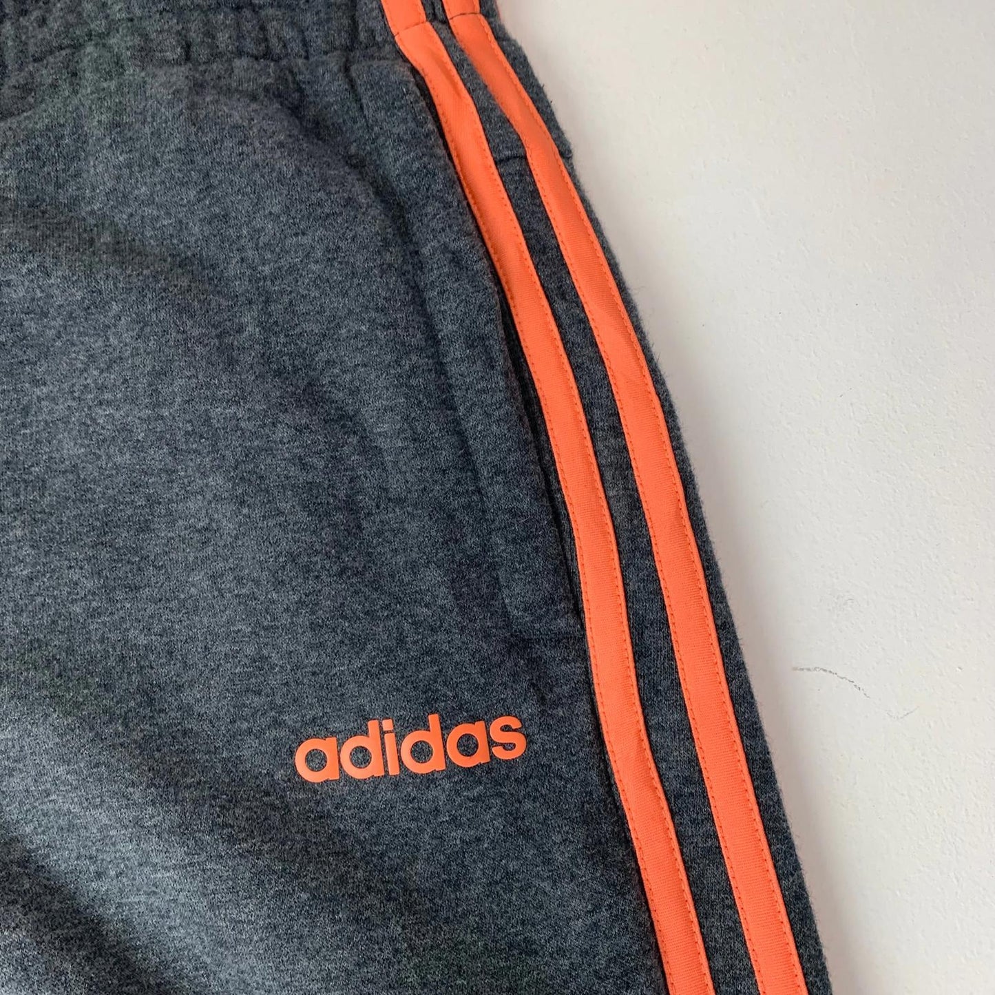 Adidas Jogger Sweatpants Sports Stripe Grey Orange Womens UK 12-14