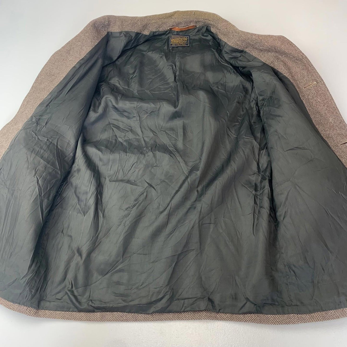 Pendleton Herringbone Wool Jacket Classic Vintage Brown Mens 42R