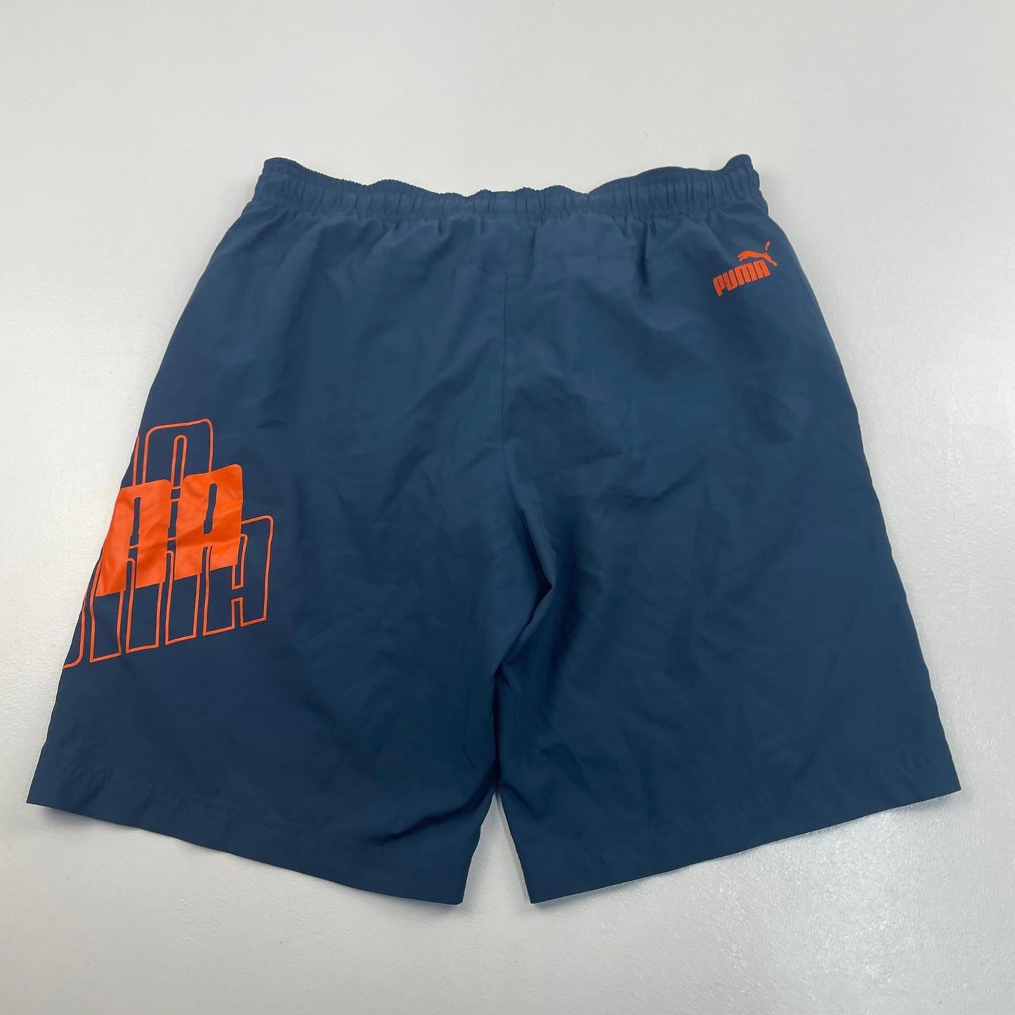 PUMA Athletic Shorts Graphic Print Blue Orange Mens UK S