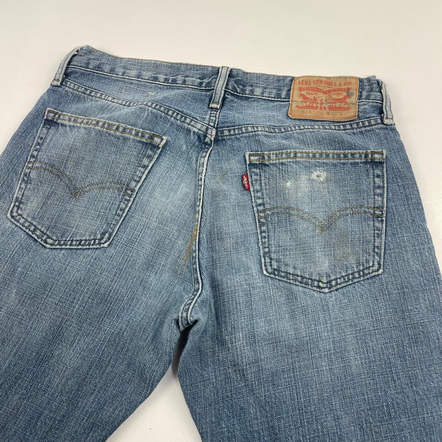 LEVI'S 514 Straight Leg Denim Jeans Distressed Blue Mens W32