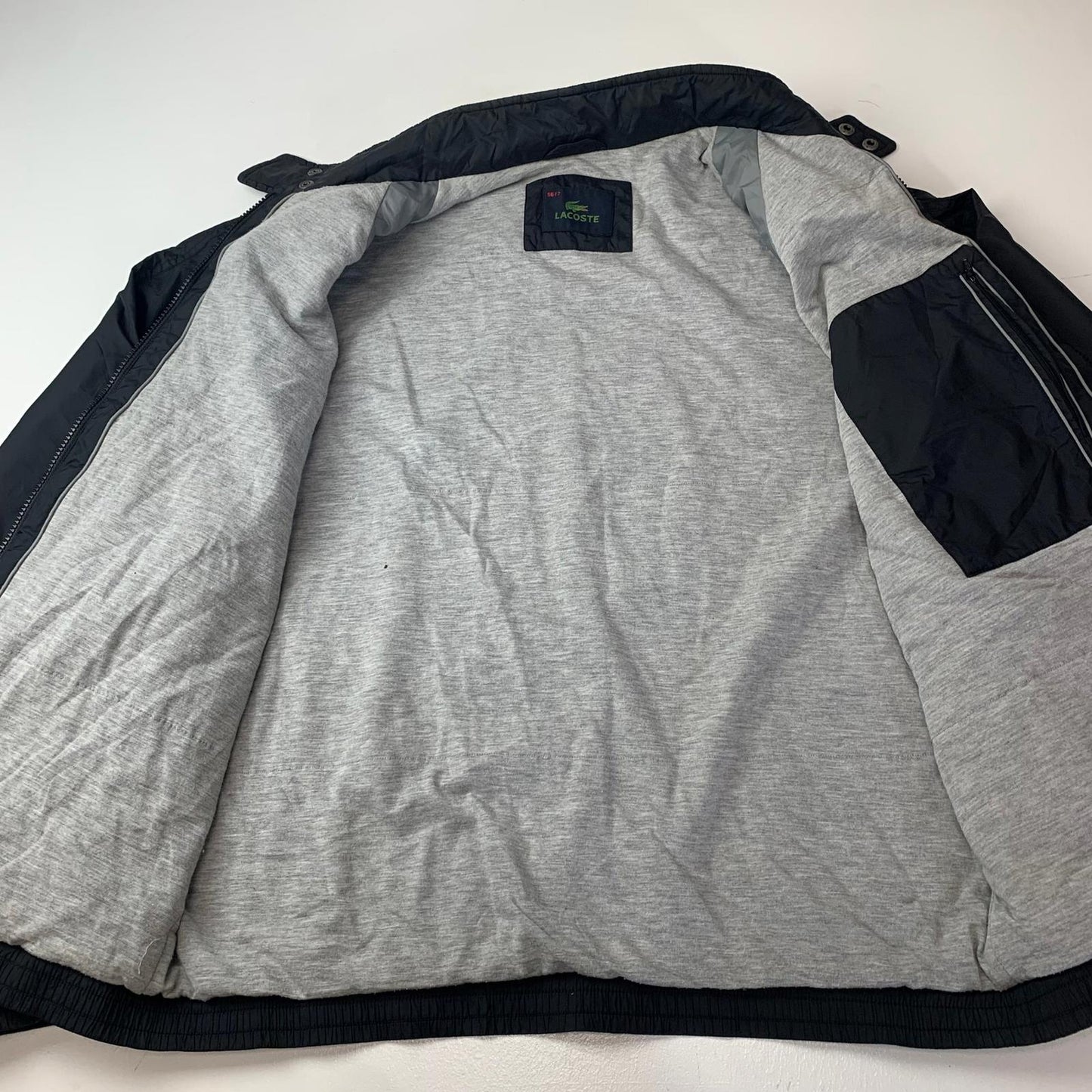Lacoste Windbreaker Classic Lightweight Bomber Jacket Black Mens Label 56/L