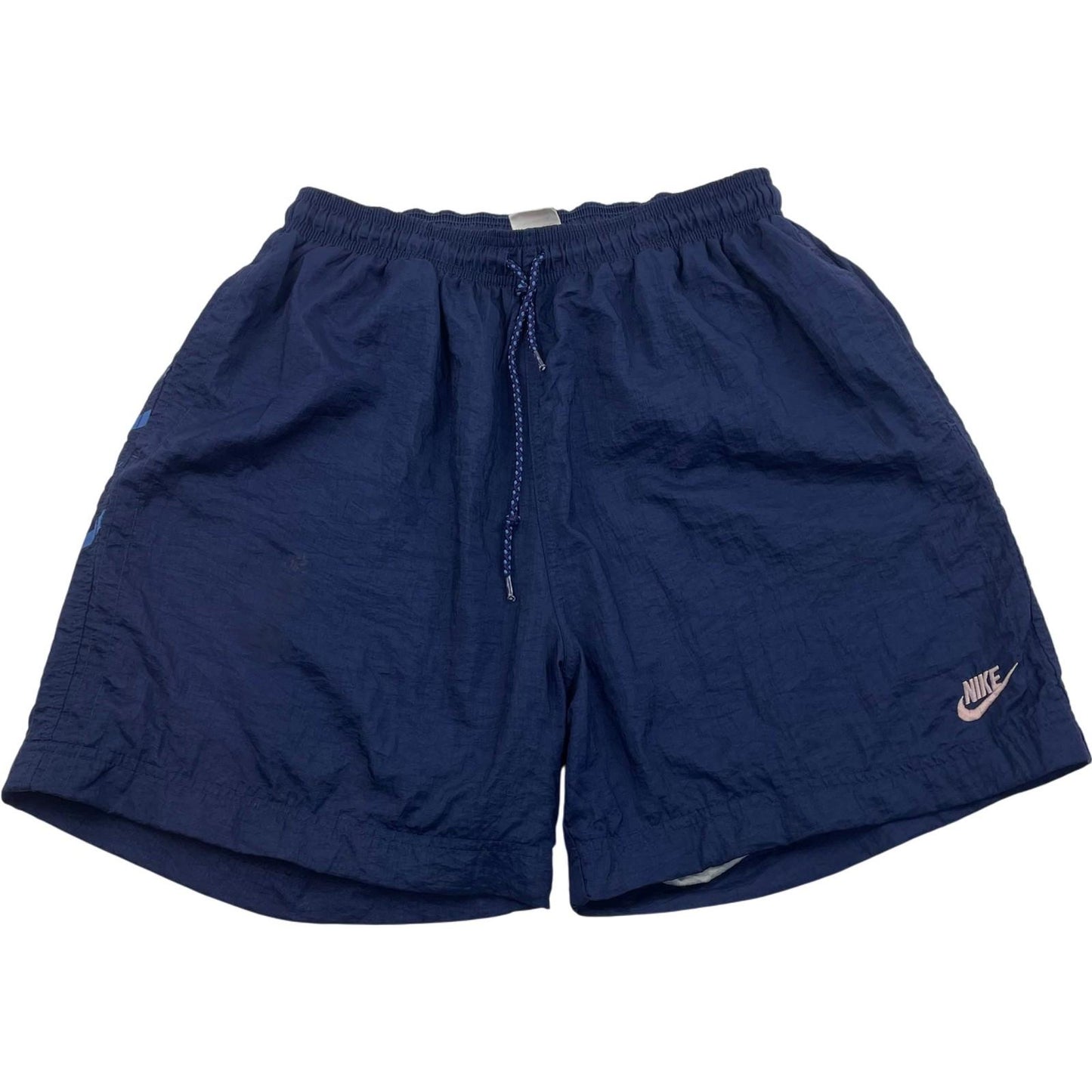 NIKE Swim Shorts Blue Elastic Waist Logo Mens Medium