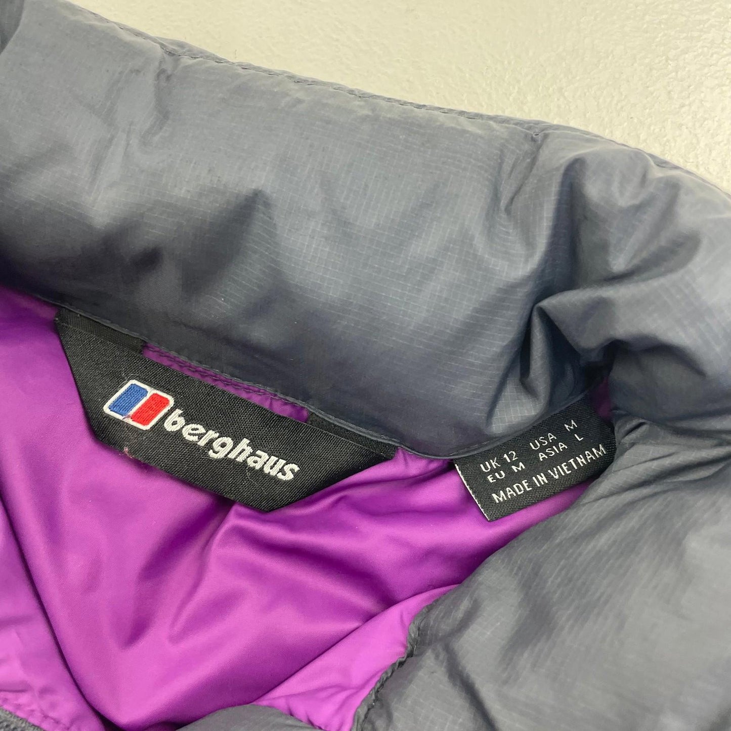 Berghaus Hydrodown Jacket Puffer Quilted Outdoor Grey Purple Womens UK 12