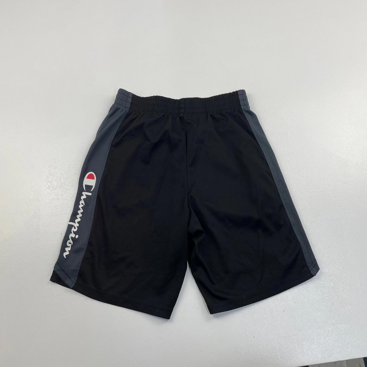 CHAMPION Athletic Shorts Elastic Waist Black Grey Boys Size Large