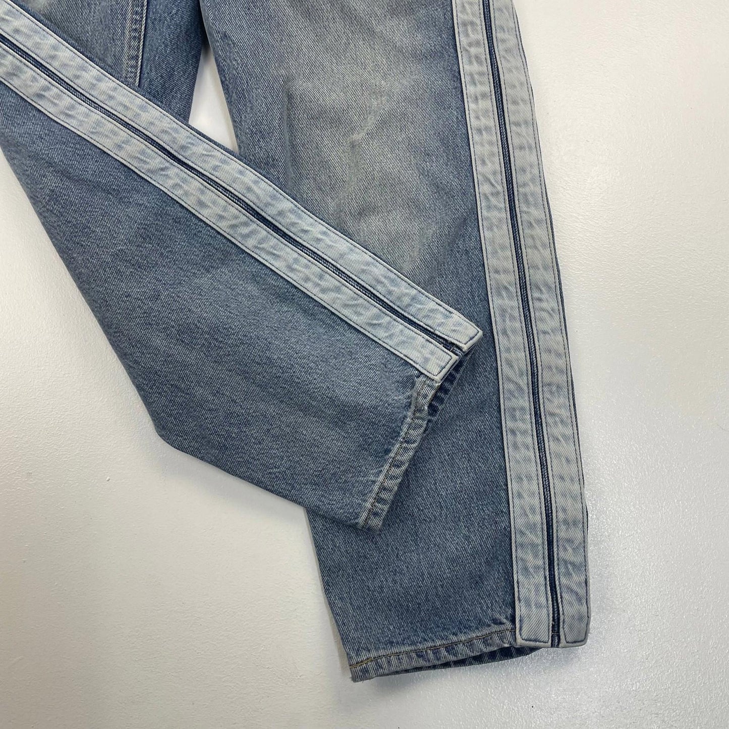 Levi's Made & Crafted Barrel Crop Jeans Stripe Denim Blue Womens UK 8
