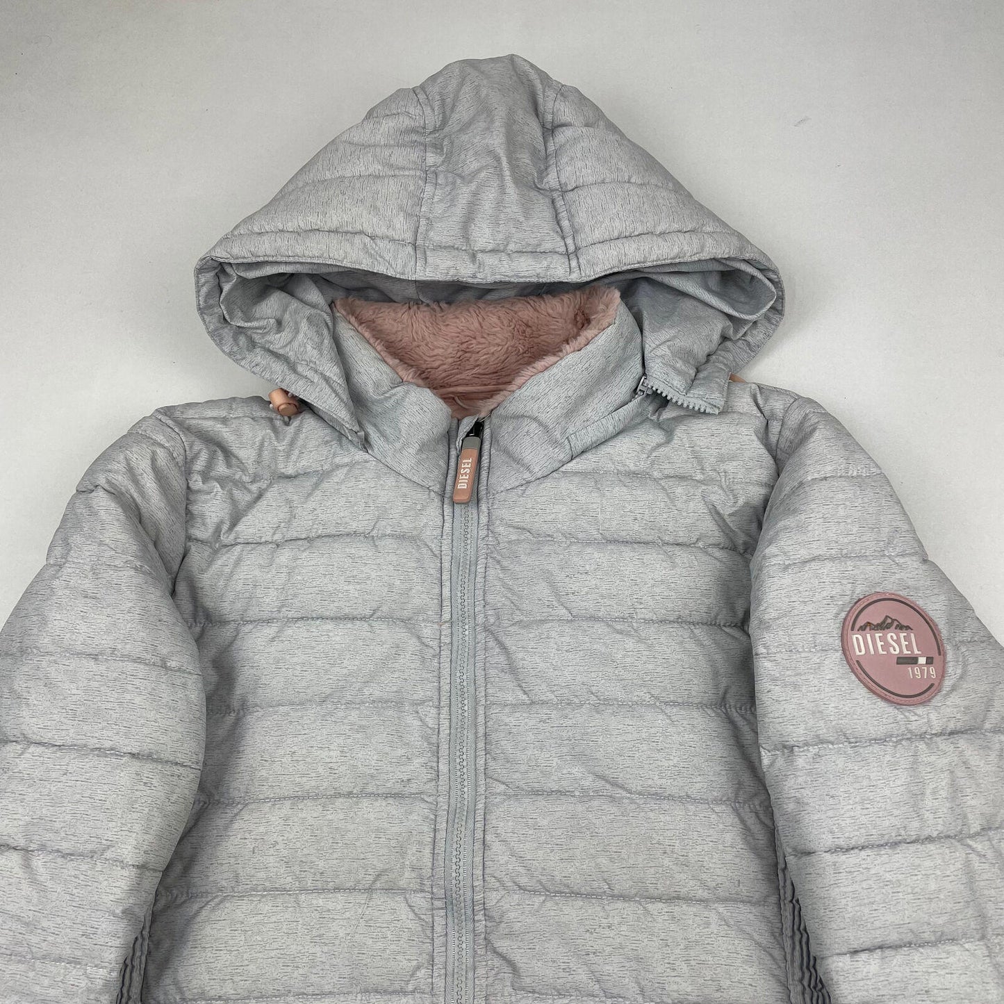 Women’s Grey DIESEL Puffer Jacket W/ Hood , Size Large
