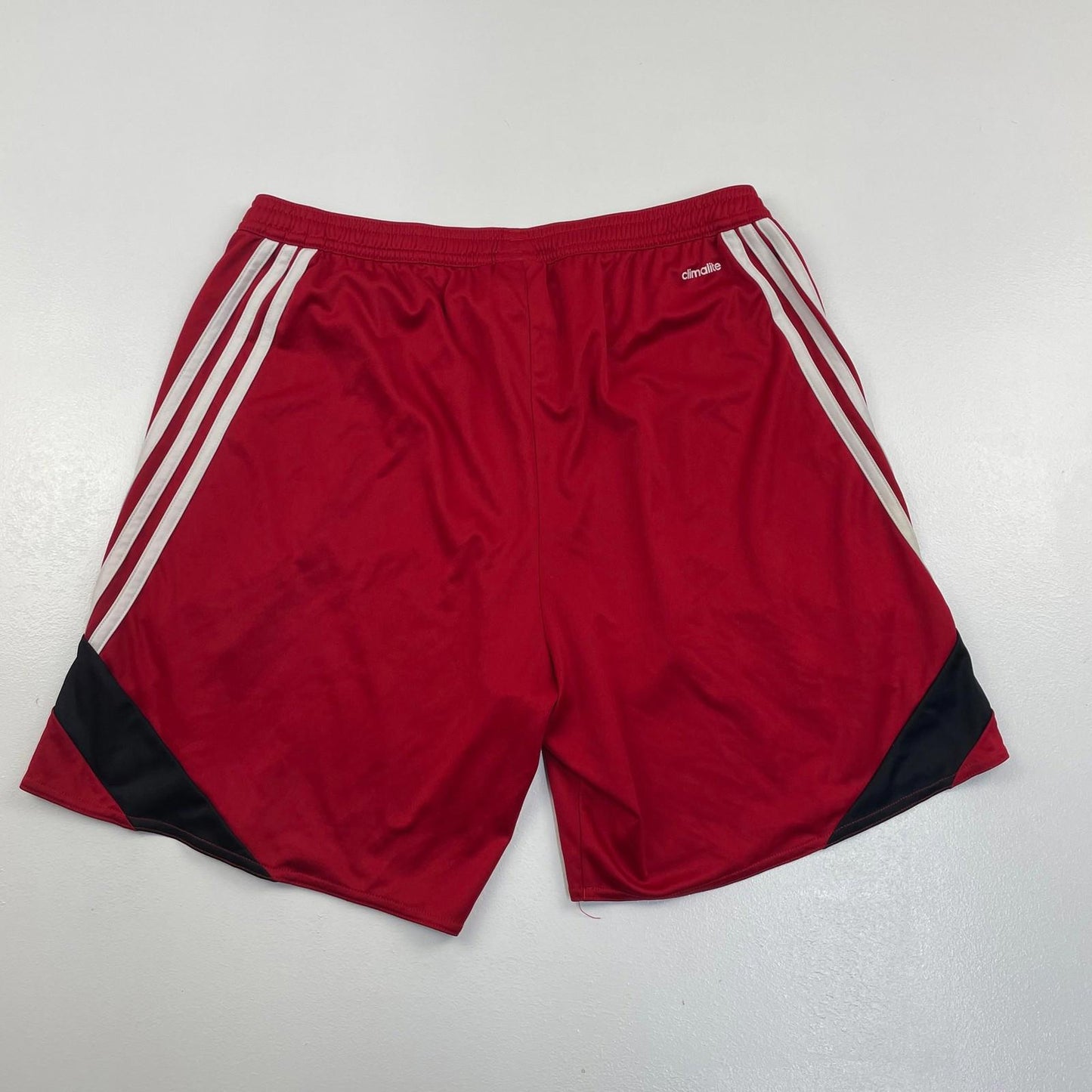 ADIDAS Climalite Activewear Shorts Striped Red Black Mens Large