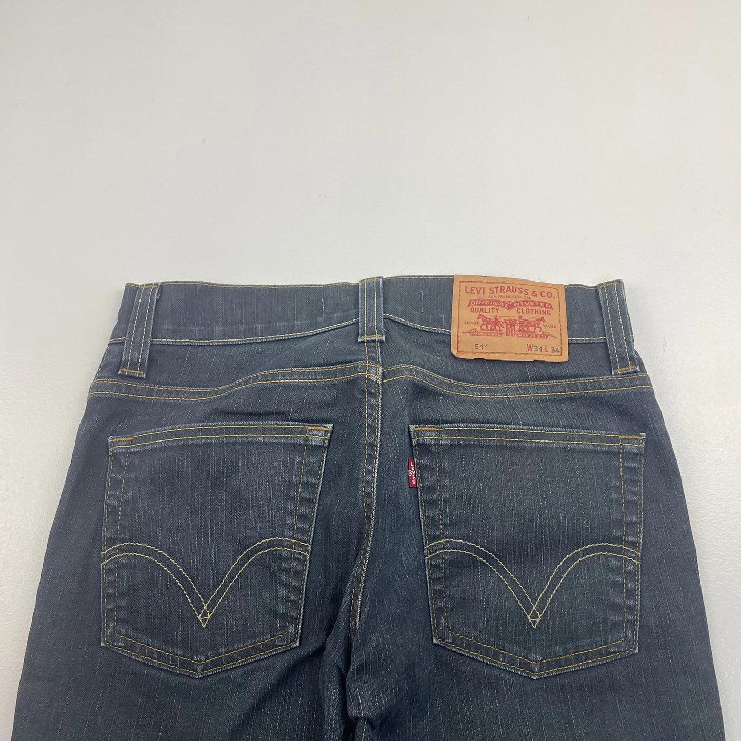 Levi's 511 Slim Jeans Classic Dark Blue Riveted Stitch UK 10 W31 L26