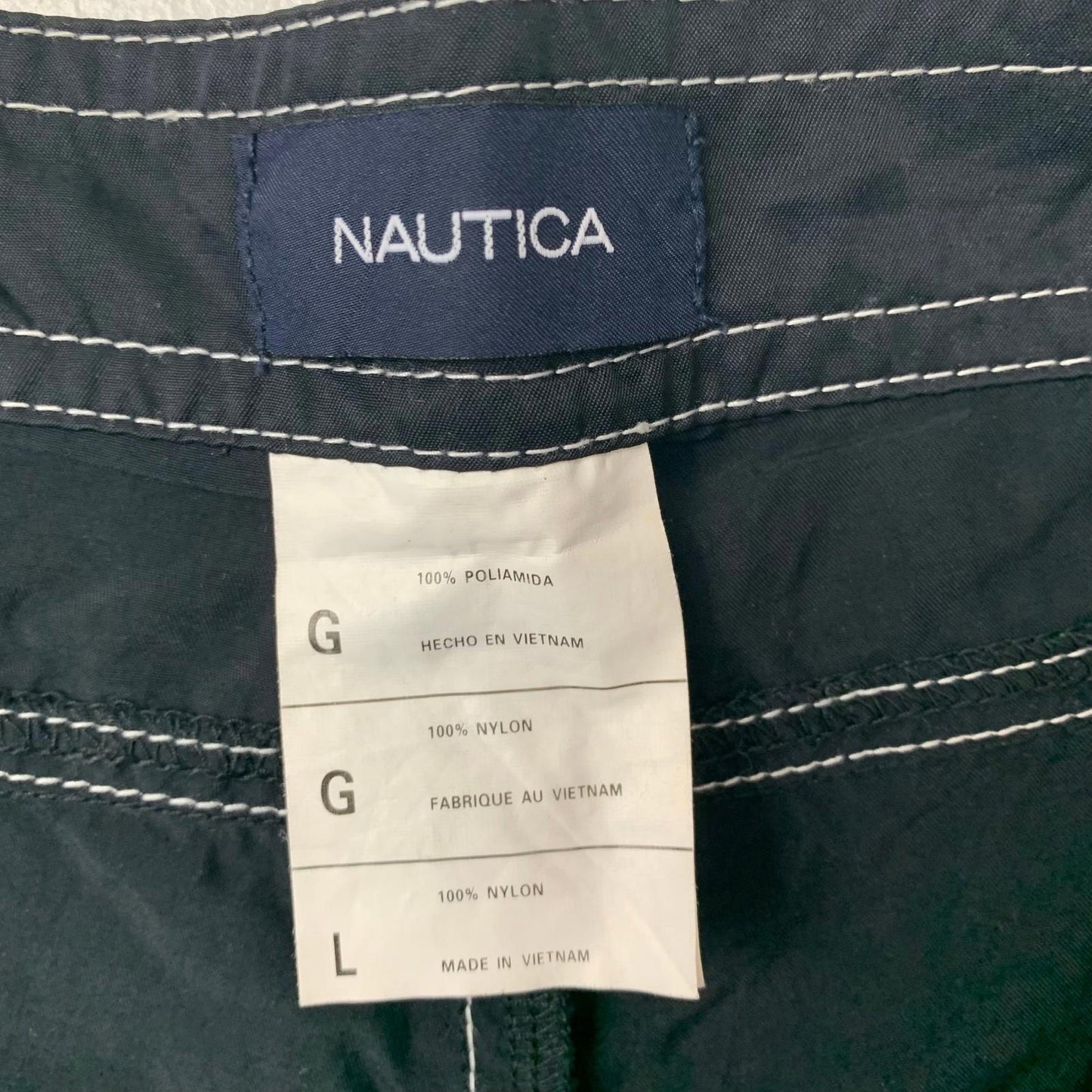 NAUTICA Swim Bottoms Board Shorts Navy Stitch Detail Mens L