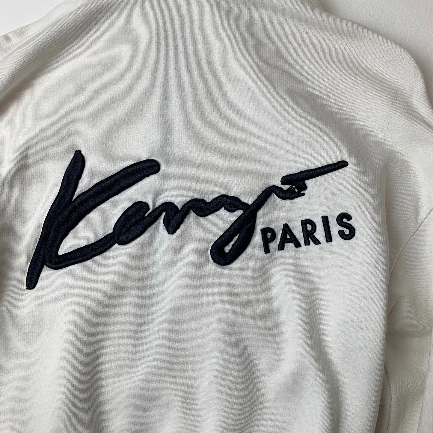 Women’s KENZO PARIS Hoodie / White / Small / Embroidered Spellout / Zip Pockets