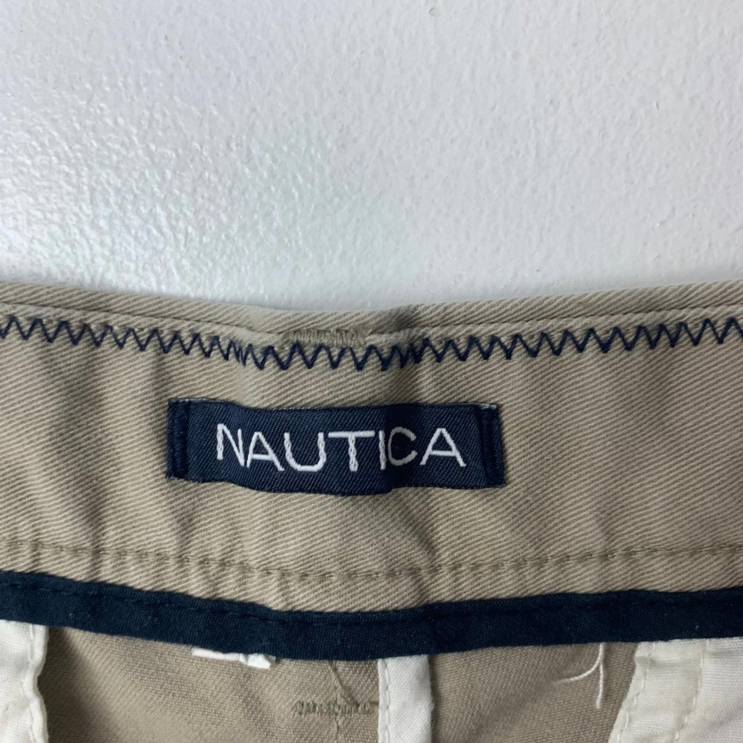 Nautica Men's Chino Shorts Beige Pleated Classic Fit Summer 30W