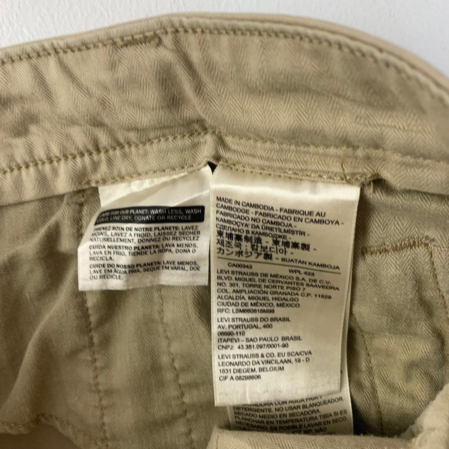 Levi's XX Chino Standard Taper Casual Trousers Beige Mens W31 L30