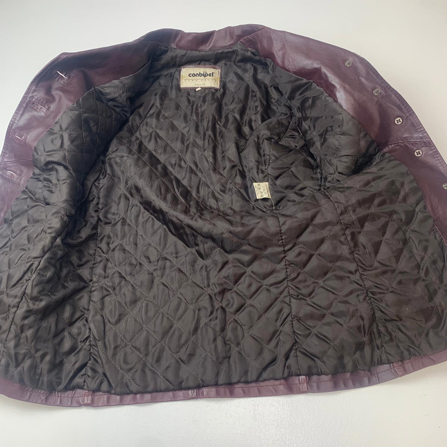 Women’s CONBIPEL Leather Jacket / Italian 44 / Burgundy / Small - Medium