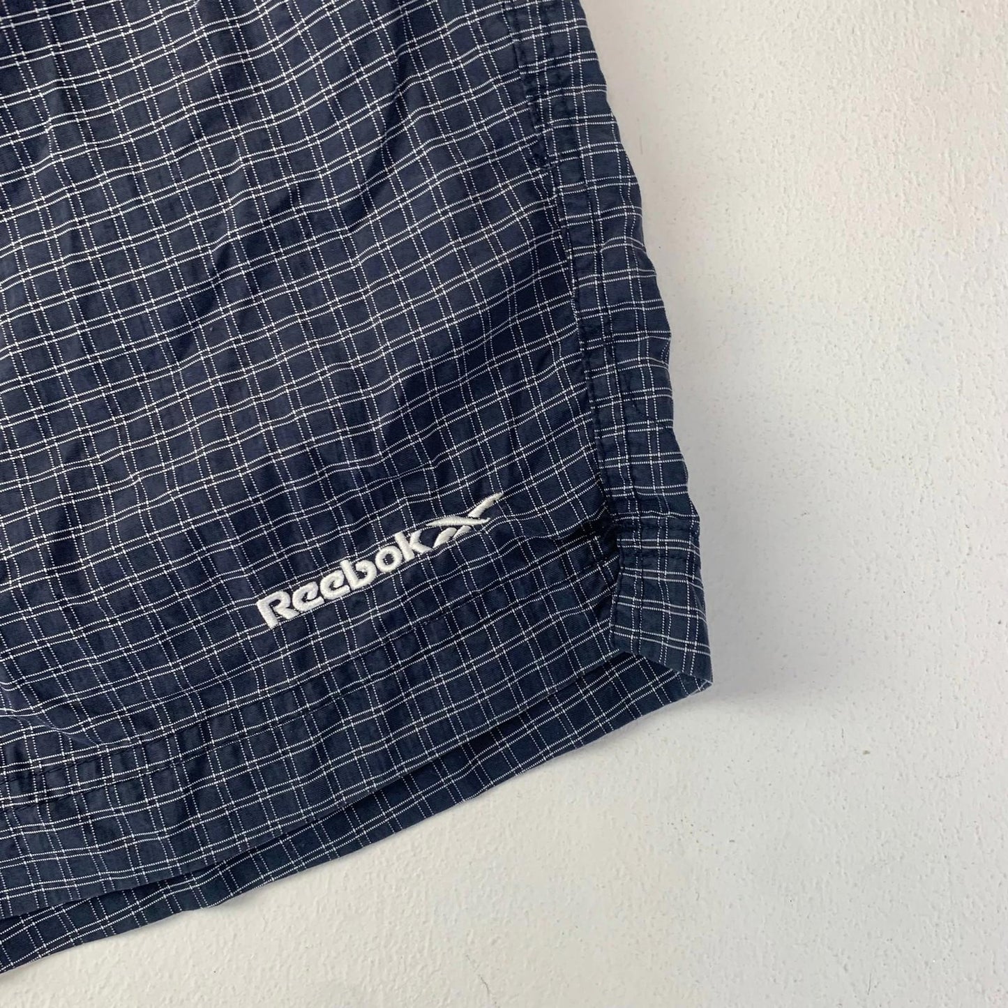 Reebok Essentials Swim Shorts Check Pattern Mesh Lining Blue Mens 30
