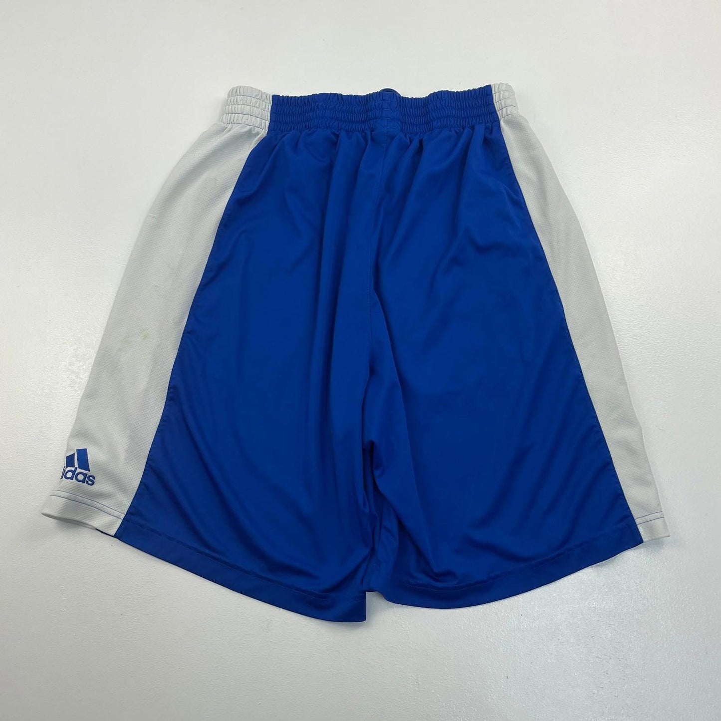 Adidas Men's Athletic Shorts Blue White Drawstring Logo Large