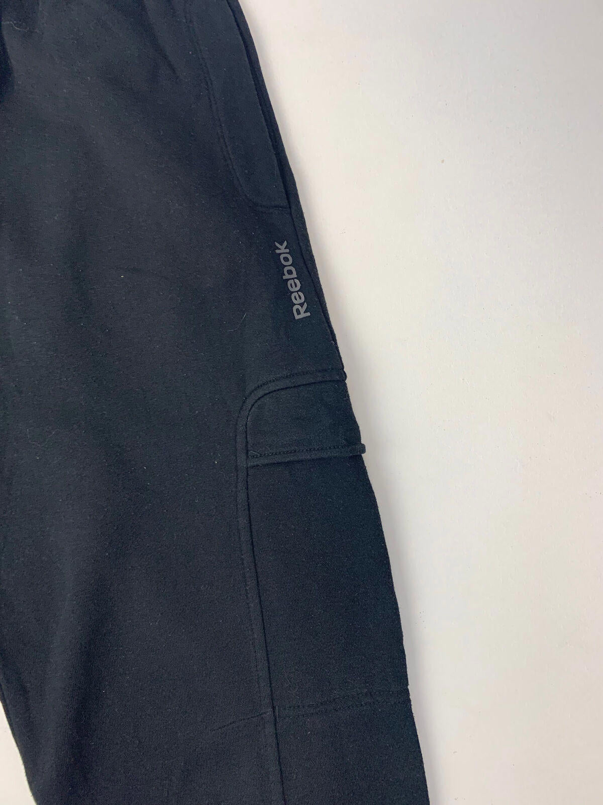 Mens REEBOK Straight Leg Cargo Jogging Bottoms / Black / Small / Joggers