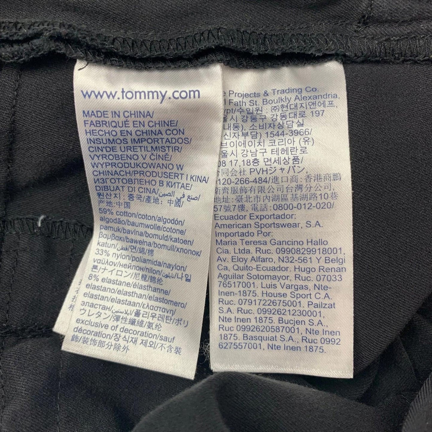 Tommy Hilfiger Trousers Straight Leg Zip Pockets Black Women UK 14