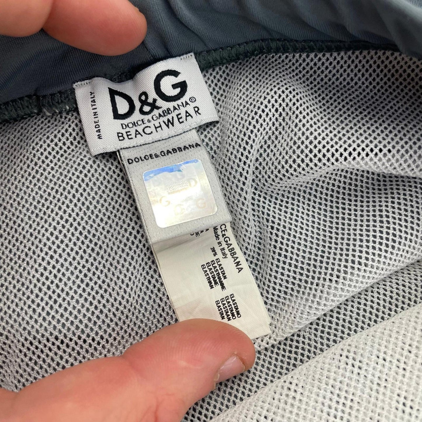 D&G Swim Shorts Retro Style Grey Red Blue Men's SMALL