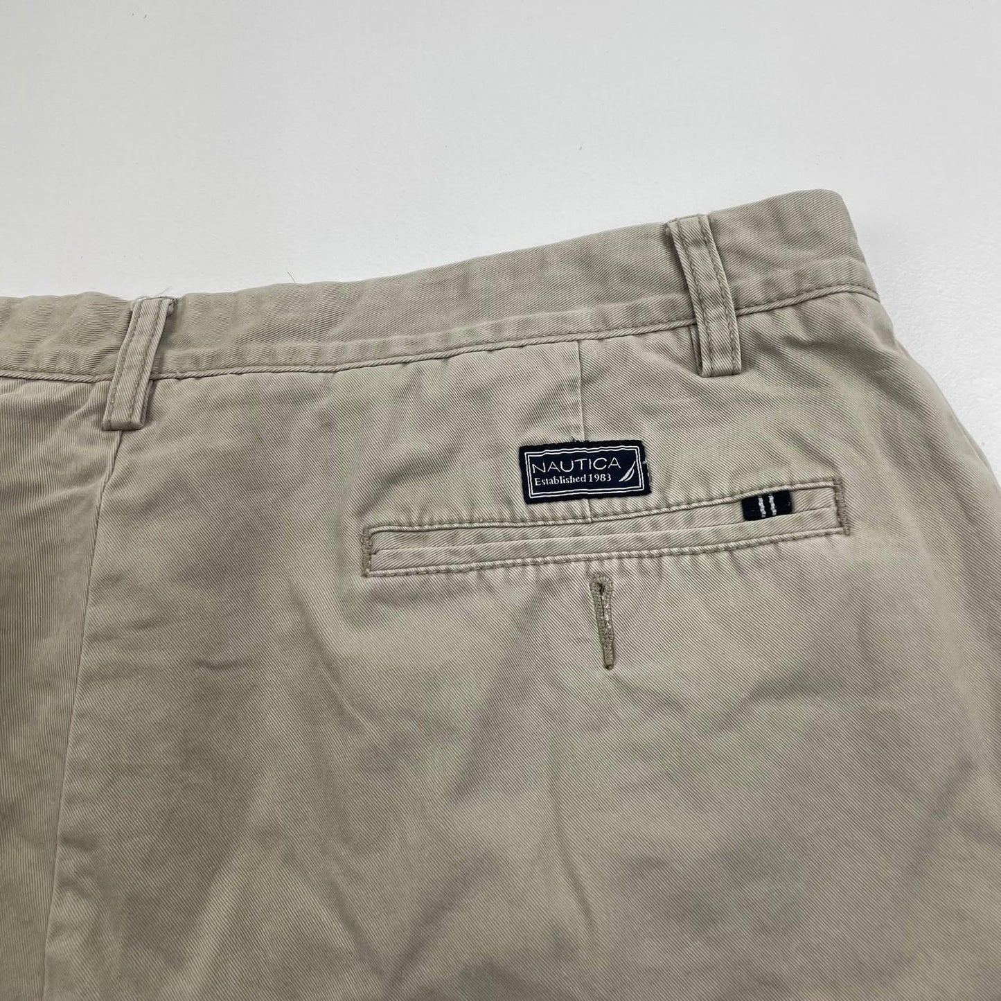 Nautica Chino Shorts Classic Casual Beige Cotton Mens 36
