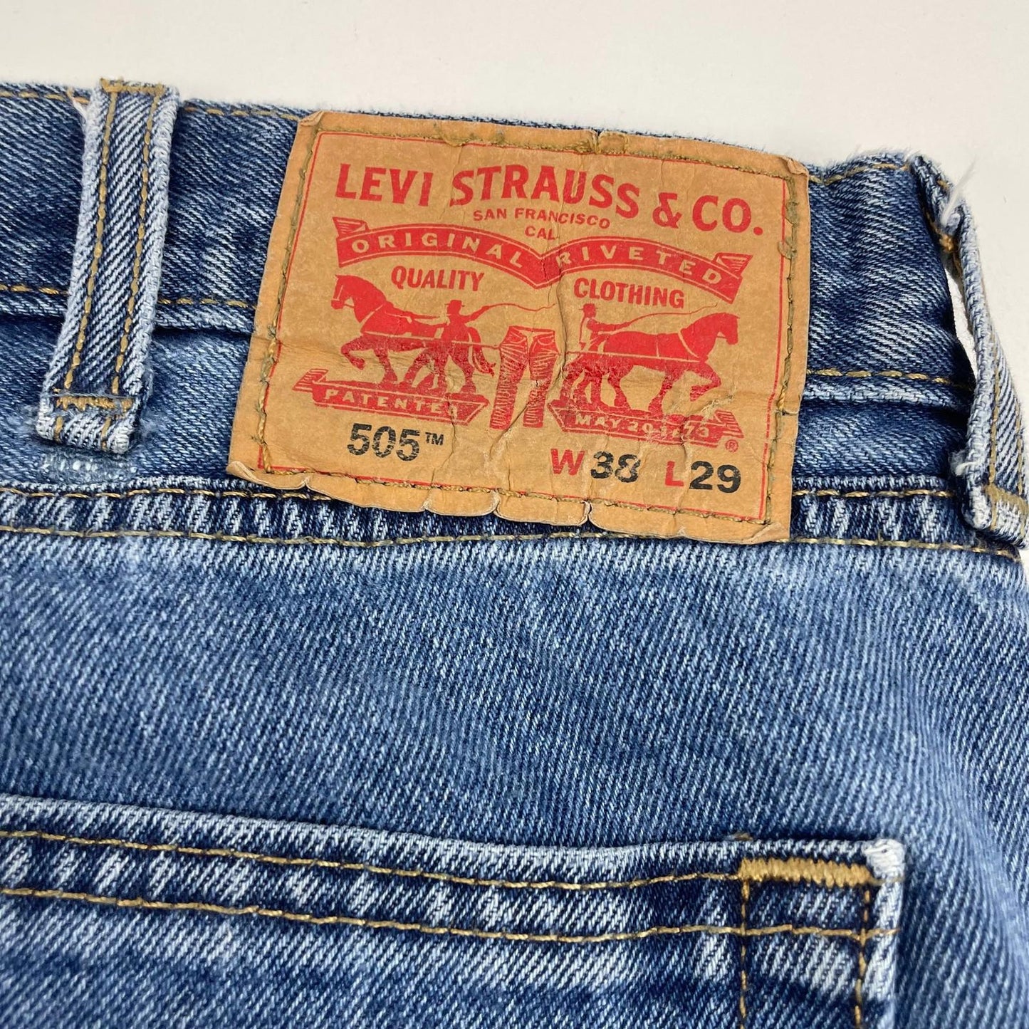 Levi's 505 Straight Leg Classic Blue Denim Jeans Mens W38 L29