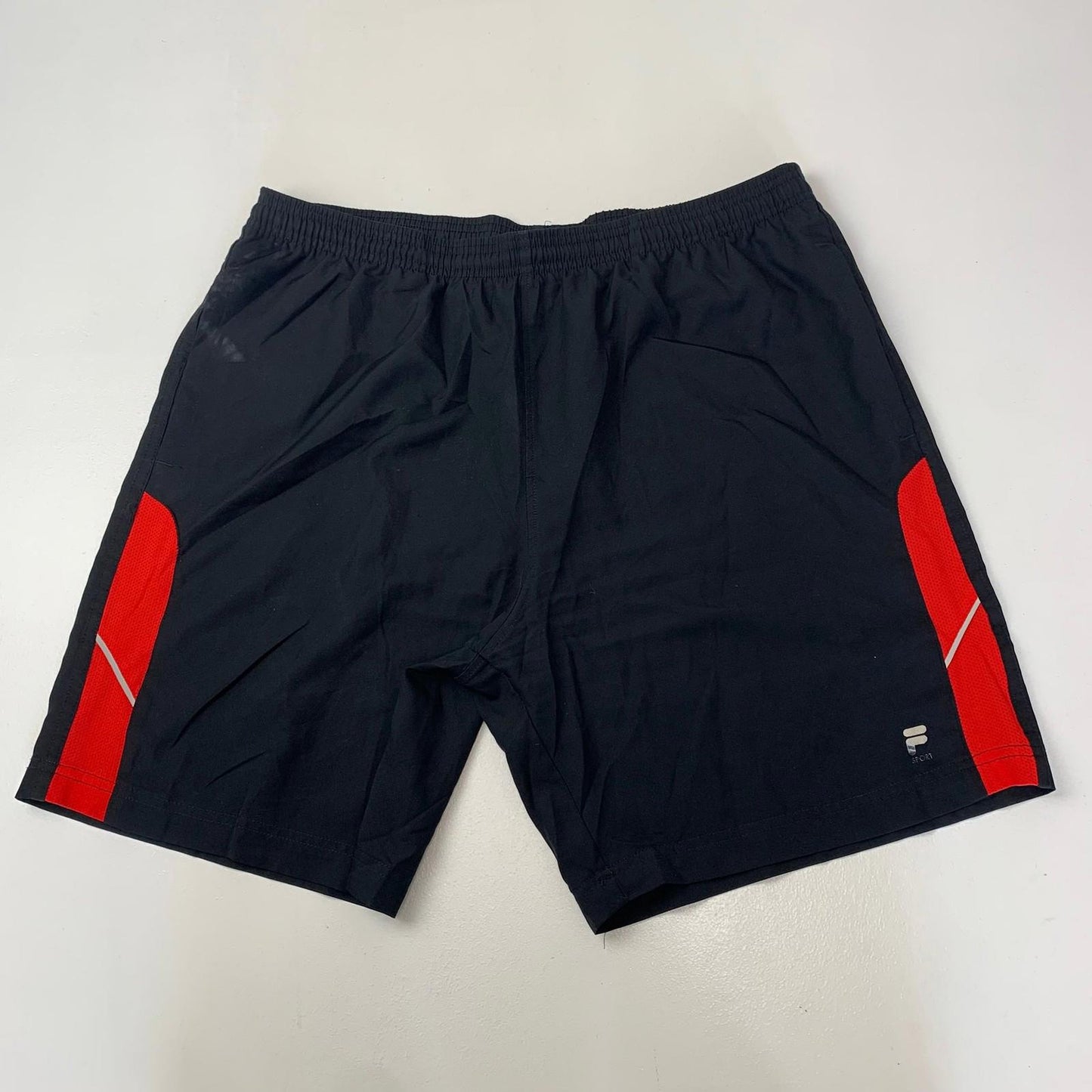 FILA SPORT Running Shorts Black Red Athletic Elastic Waist Mens Size L