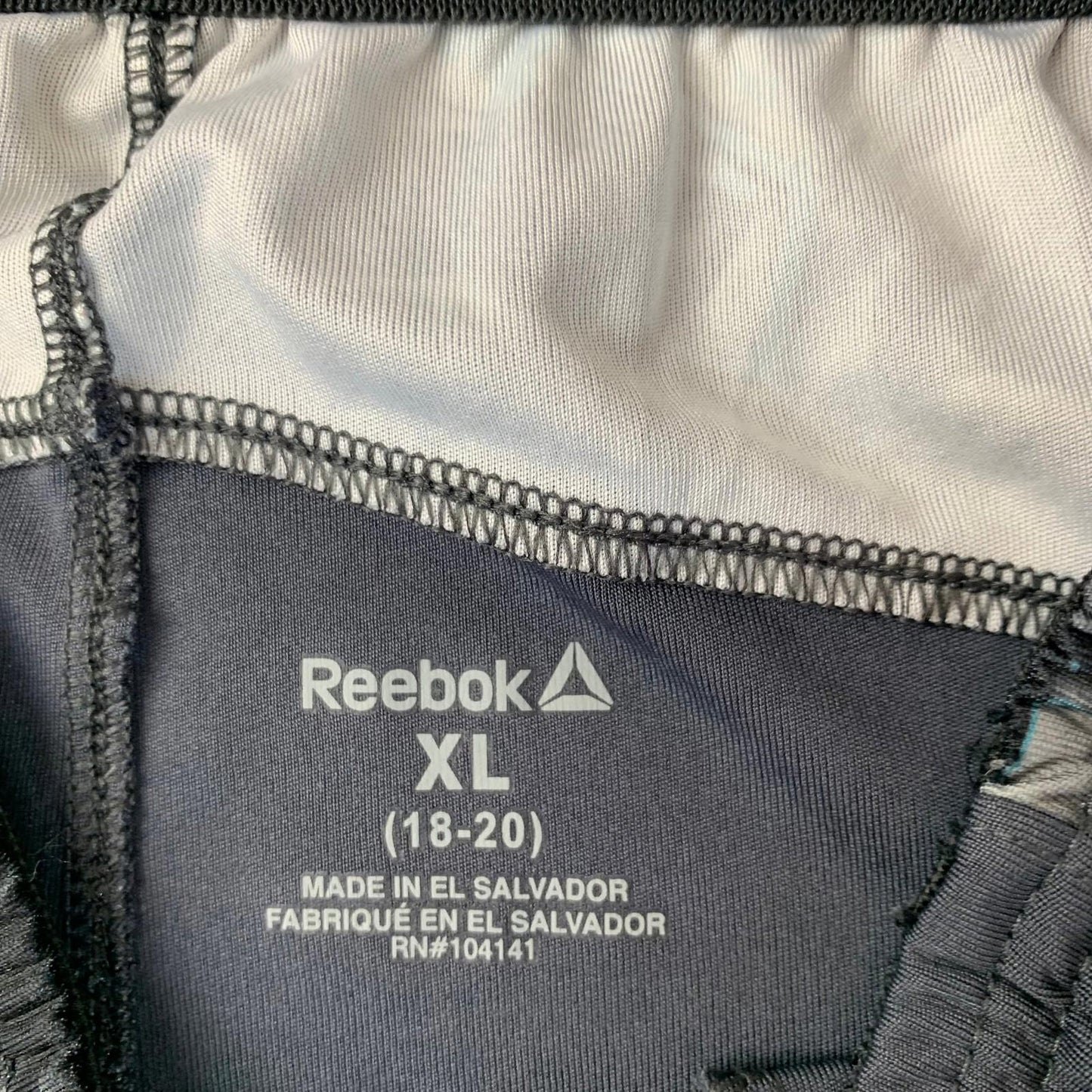REEBOK Athletic Shorts Geometric Pattern Black Boys XL