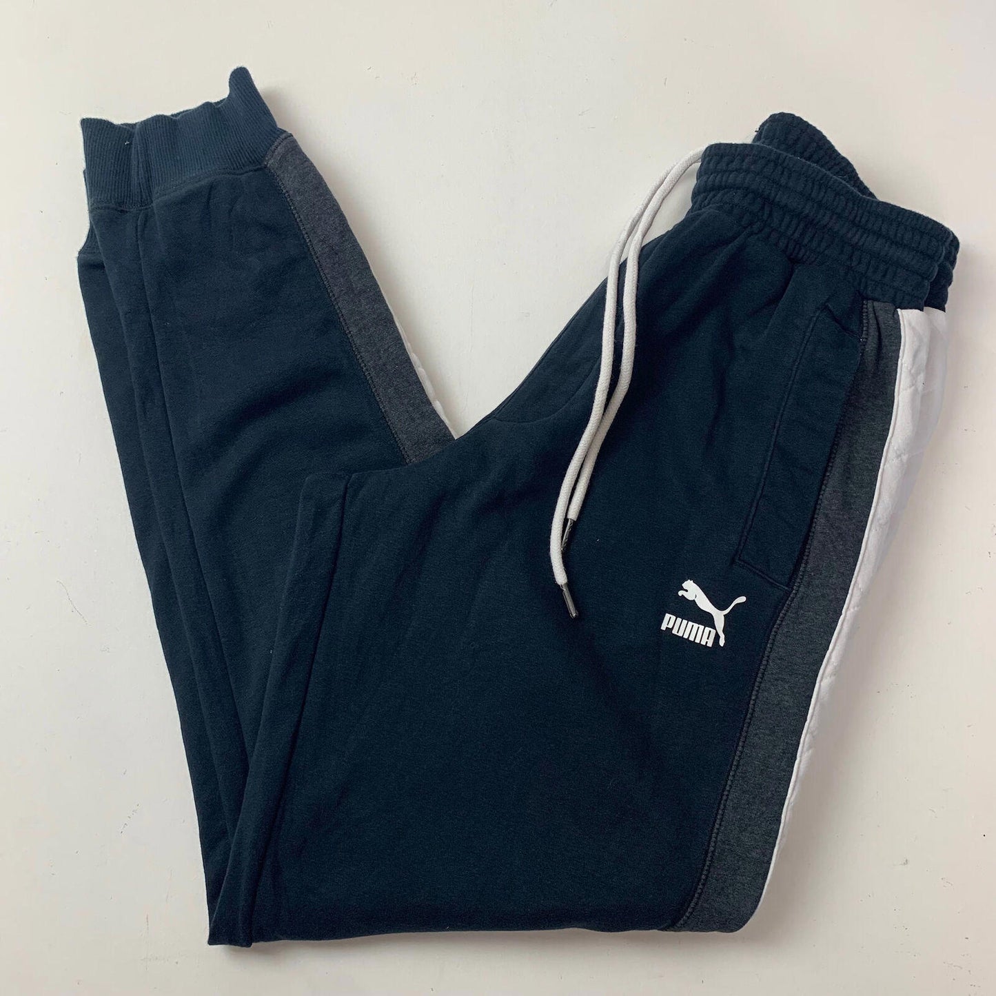 Mens PUMA Thick Jogging Bottoms / Medium / Black / Grey / White / Joggers