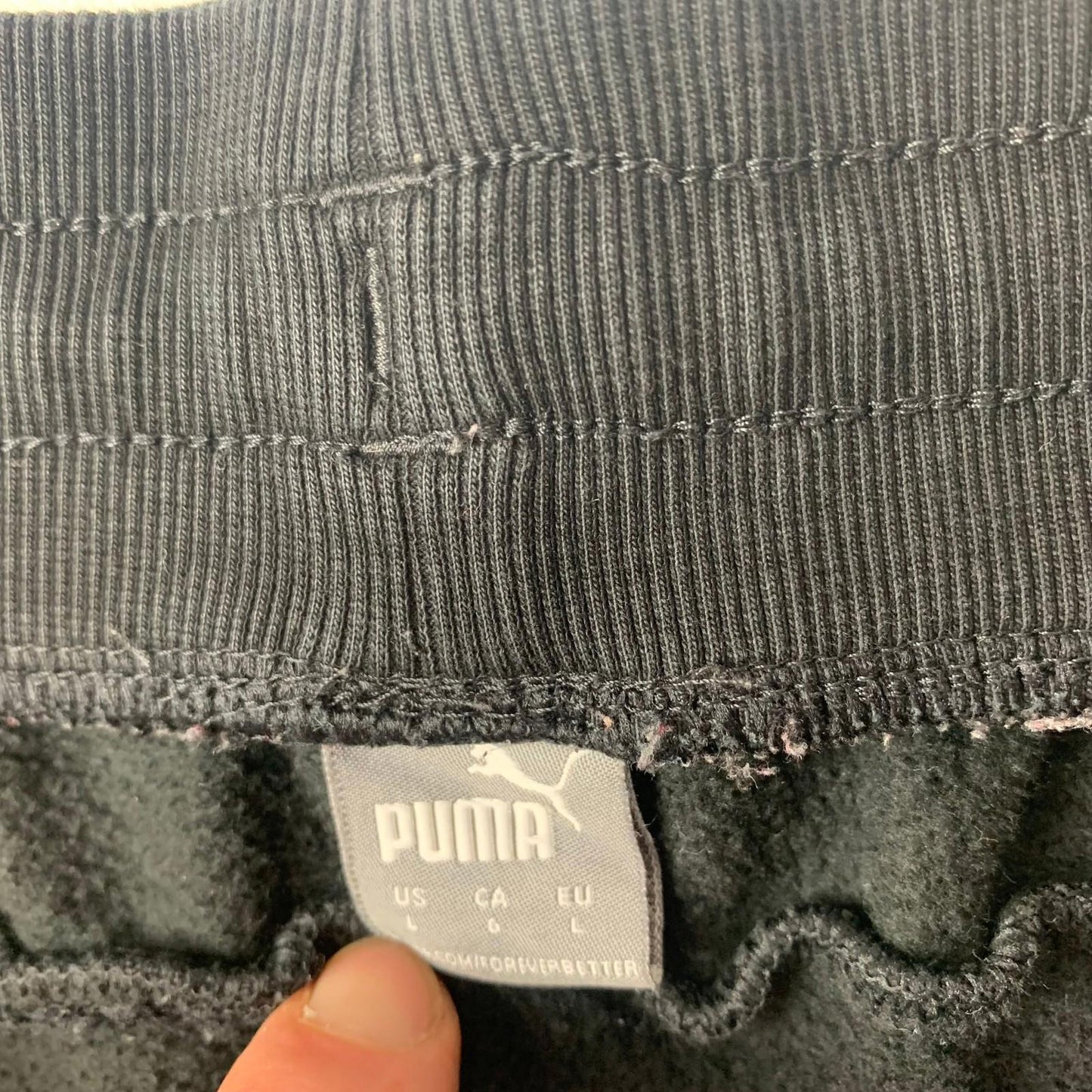 Puma Jogger Sweatpants Ribbed Cuff Casual Black Womens Large