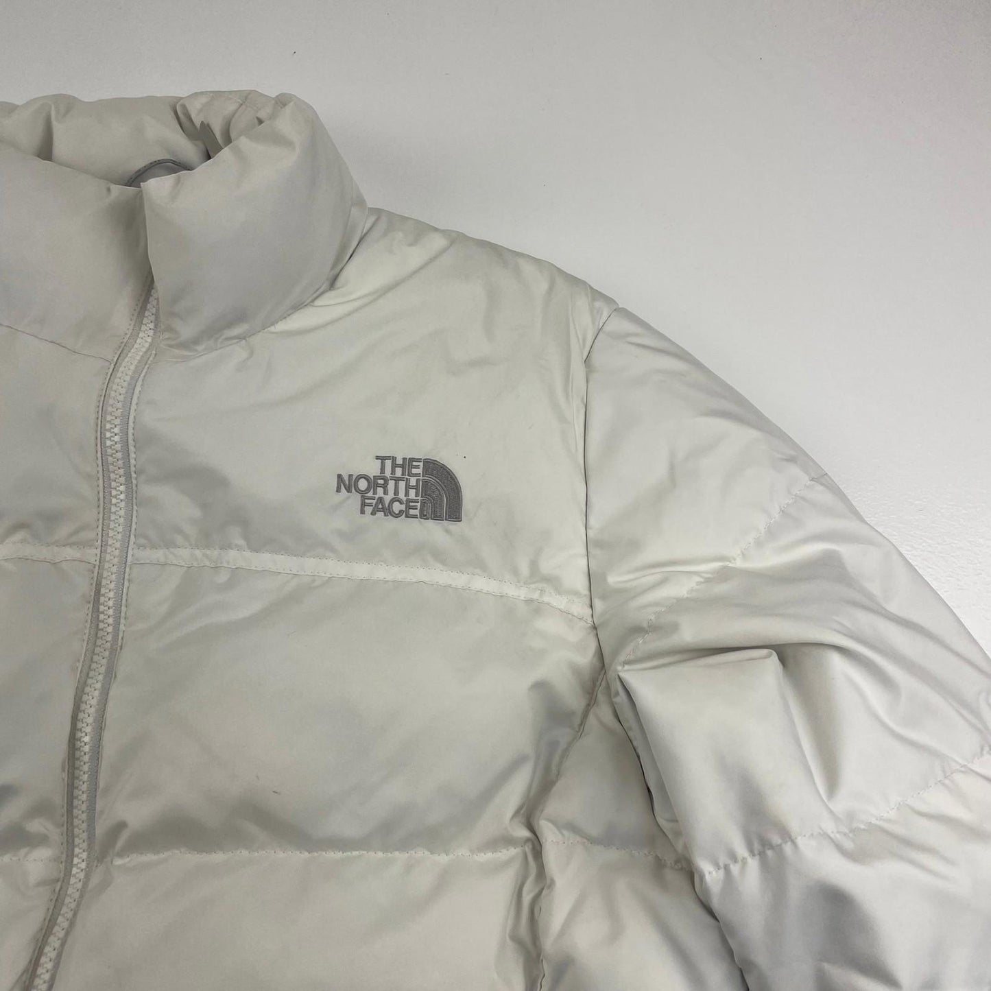 THE NORTH FACE Puffer Jacket White Warm Winter Coat Womens L