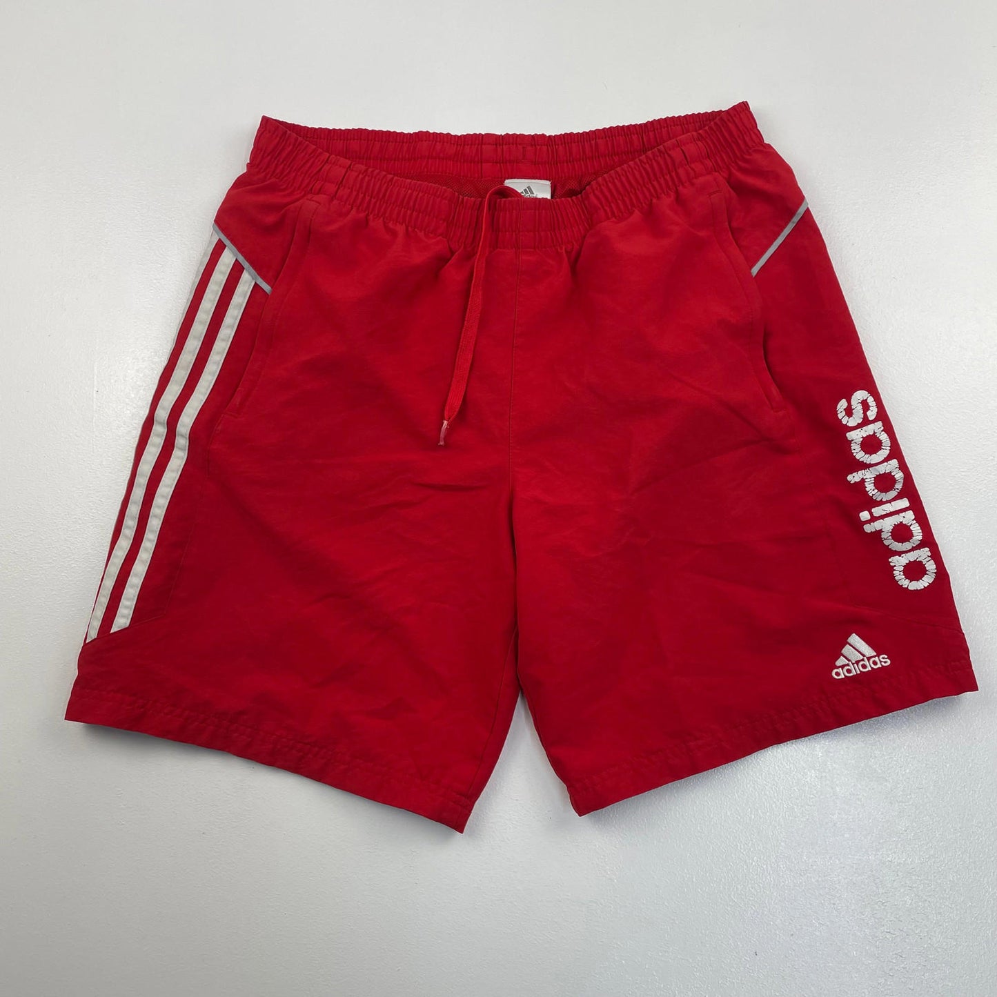 Men’s ADIDAS Red Swimming Shorts , Spellout , Size M