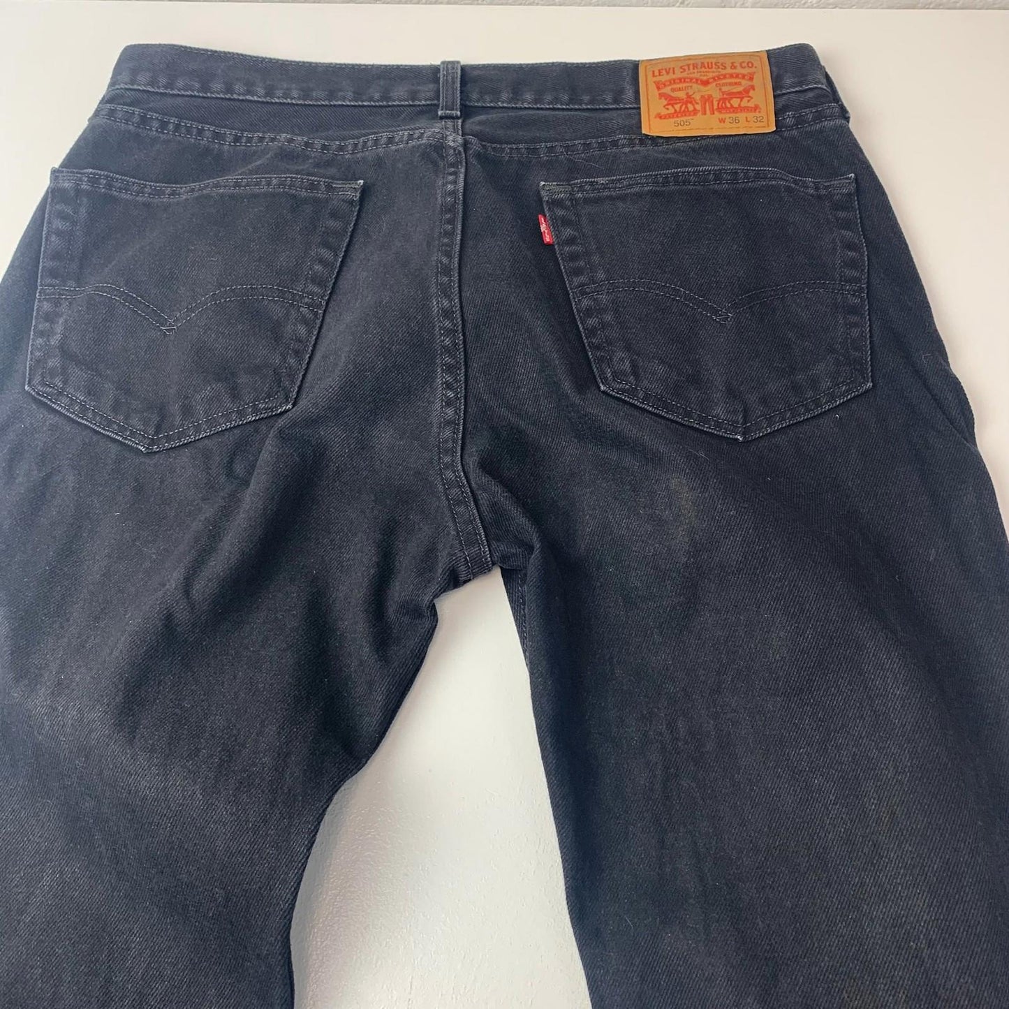 Levi's 505 Regular Straight Jeans Black Denim Men's W36 L32