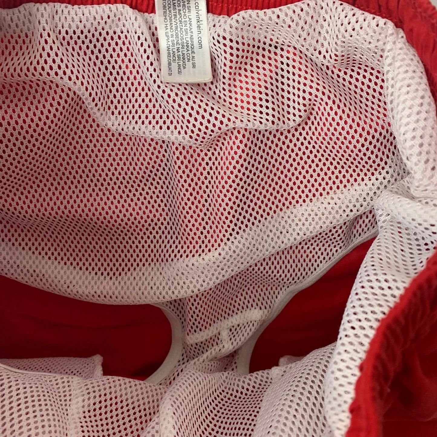 CALVIN KLEIN Swim Shorts Logo Tape Red Mens Small