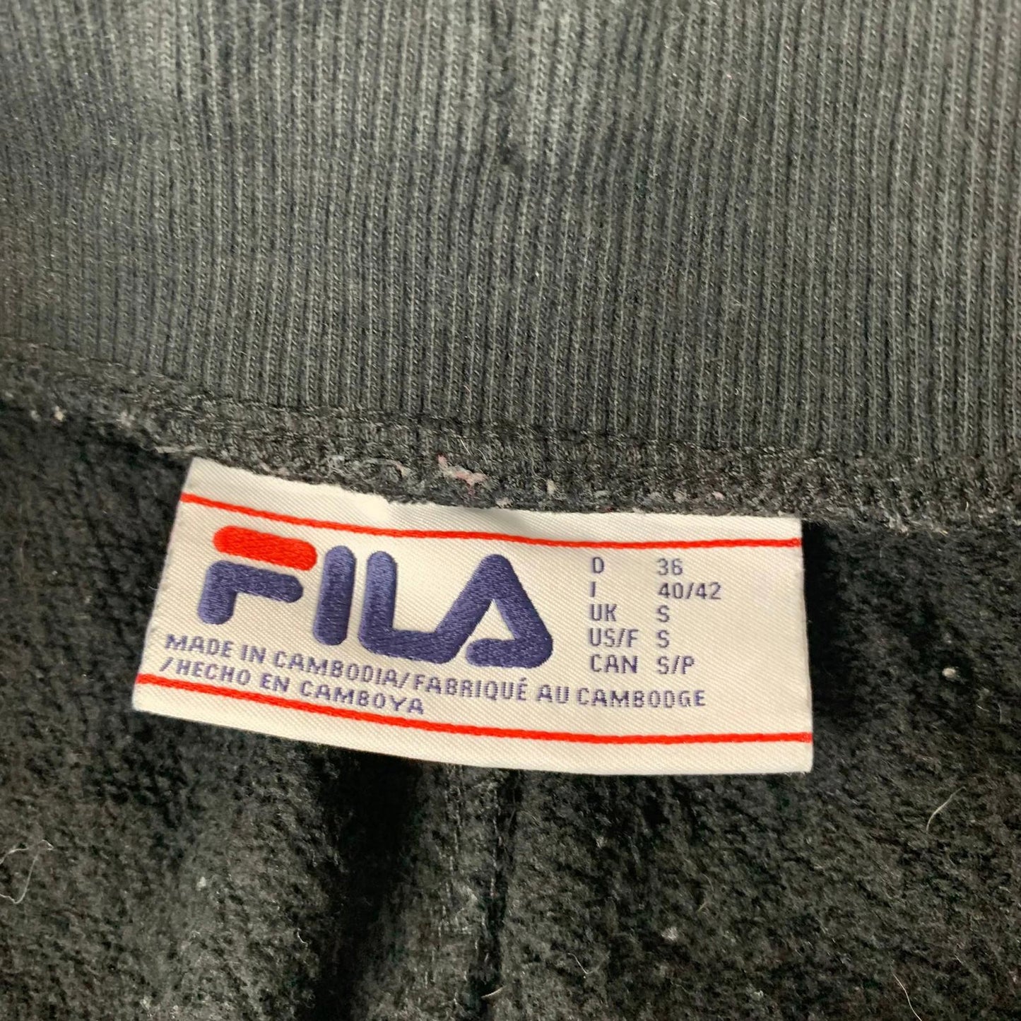 Fila Women's Elastic Waist Jogger Trousers Black Cotton Blend UK S