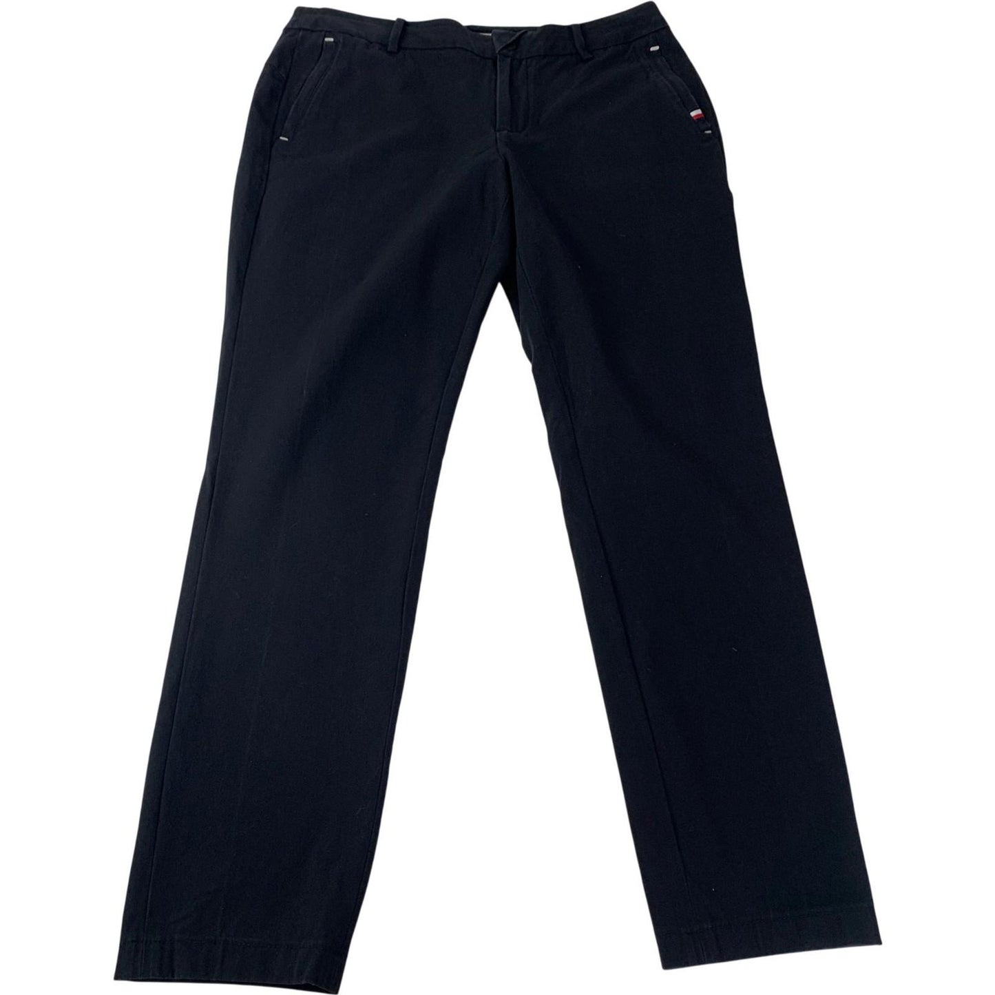 Tommy Hilfiger Trousers Straight Leg Zip Pockets Black Women UK 14
