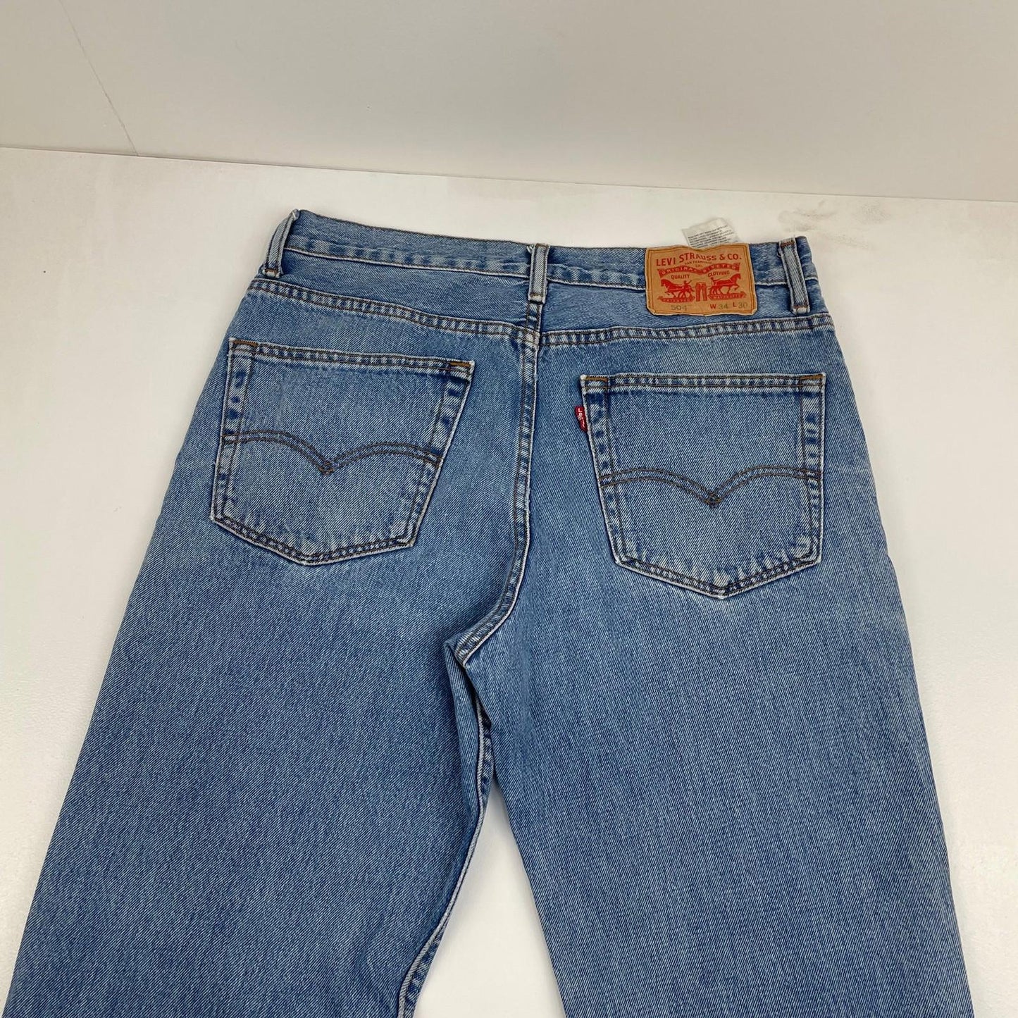 LEVI'S 504 Regular Straight Jeans Light Wash Classic Vintage Mens W34 L30