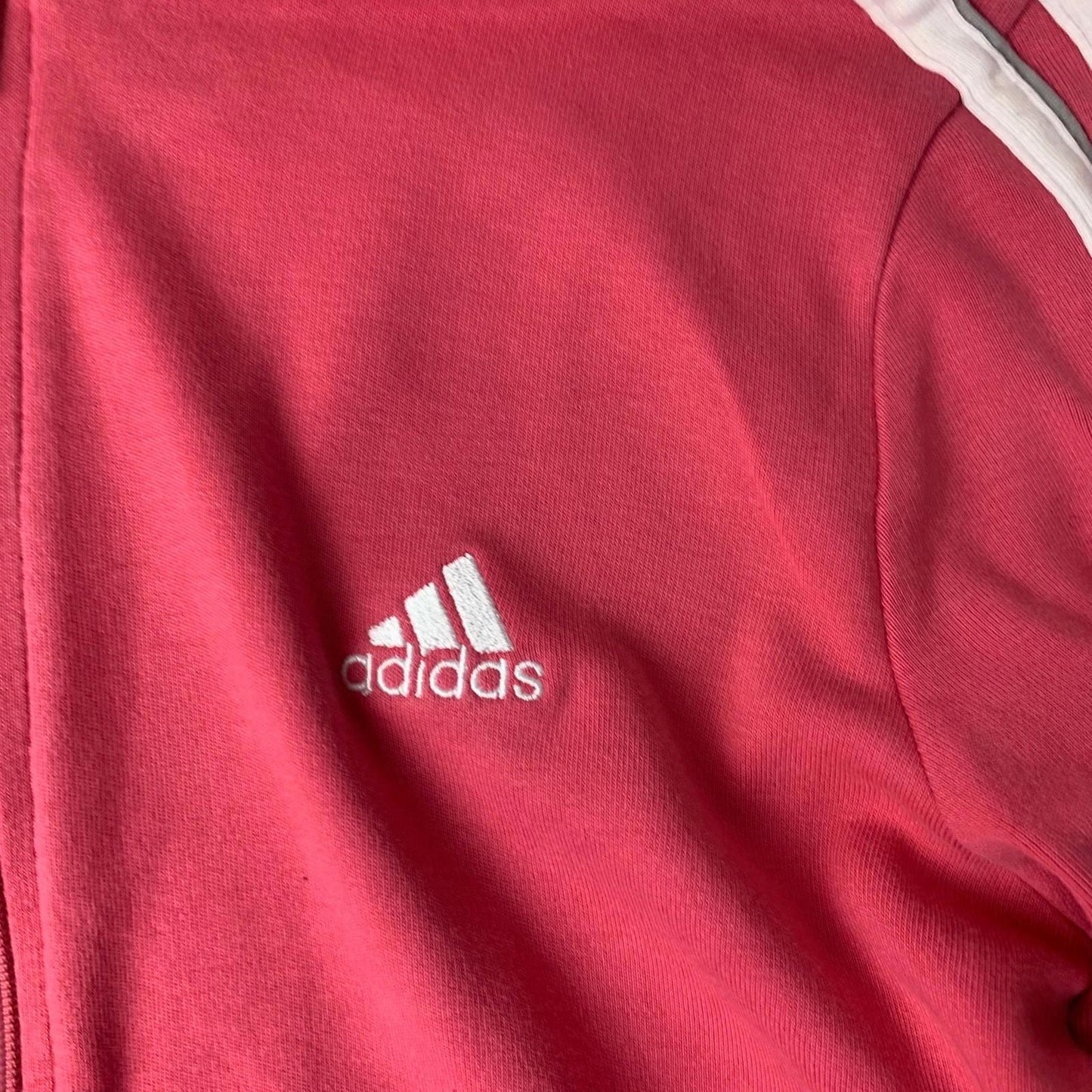 Adidas Full Zip Hoodie Pink 3-Stripe Girls UK 12