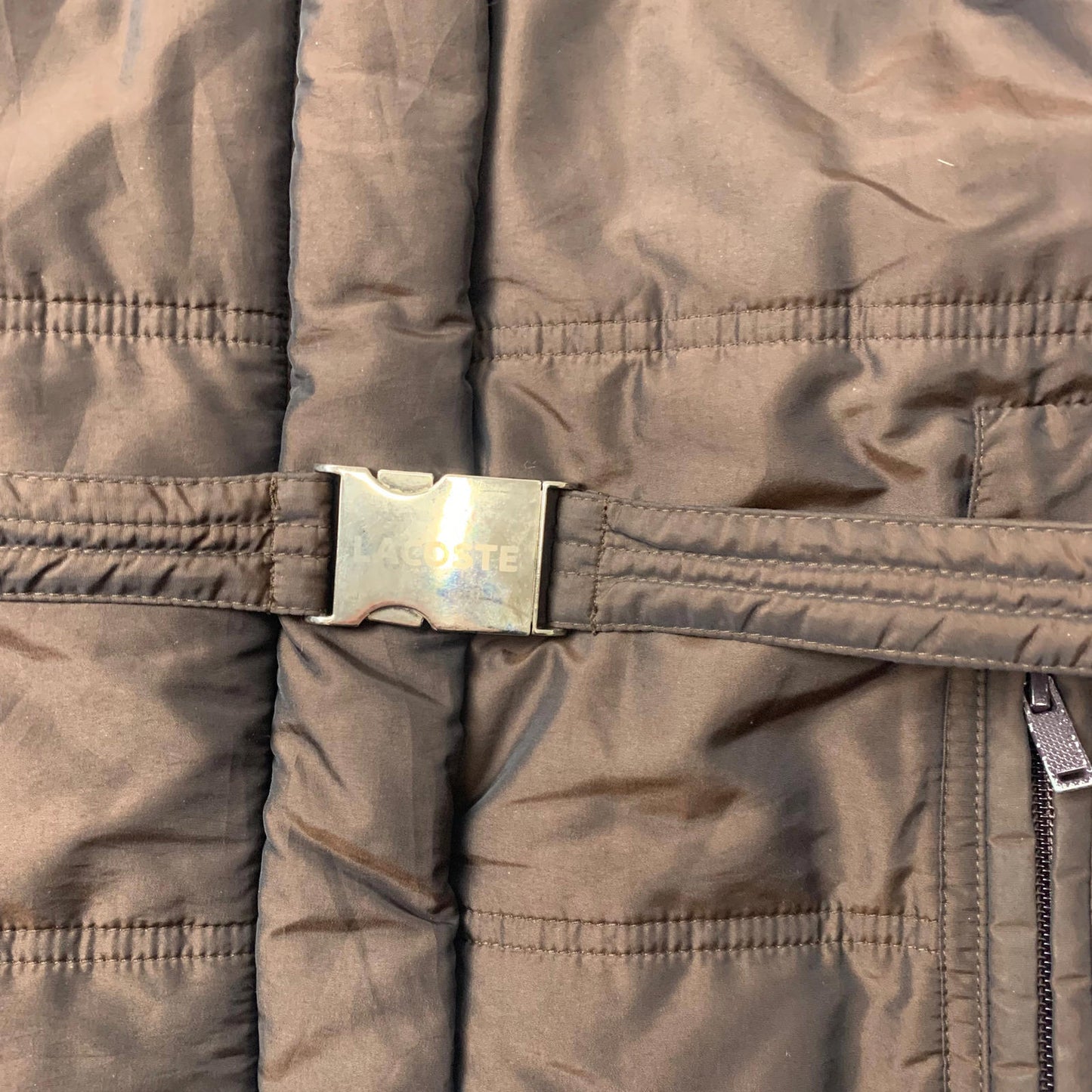 Women’s LACOSTE Puffer Jacket / Metallic Brown / Size 36 / Uk 8 / Removable Hood