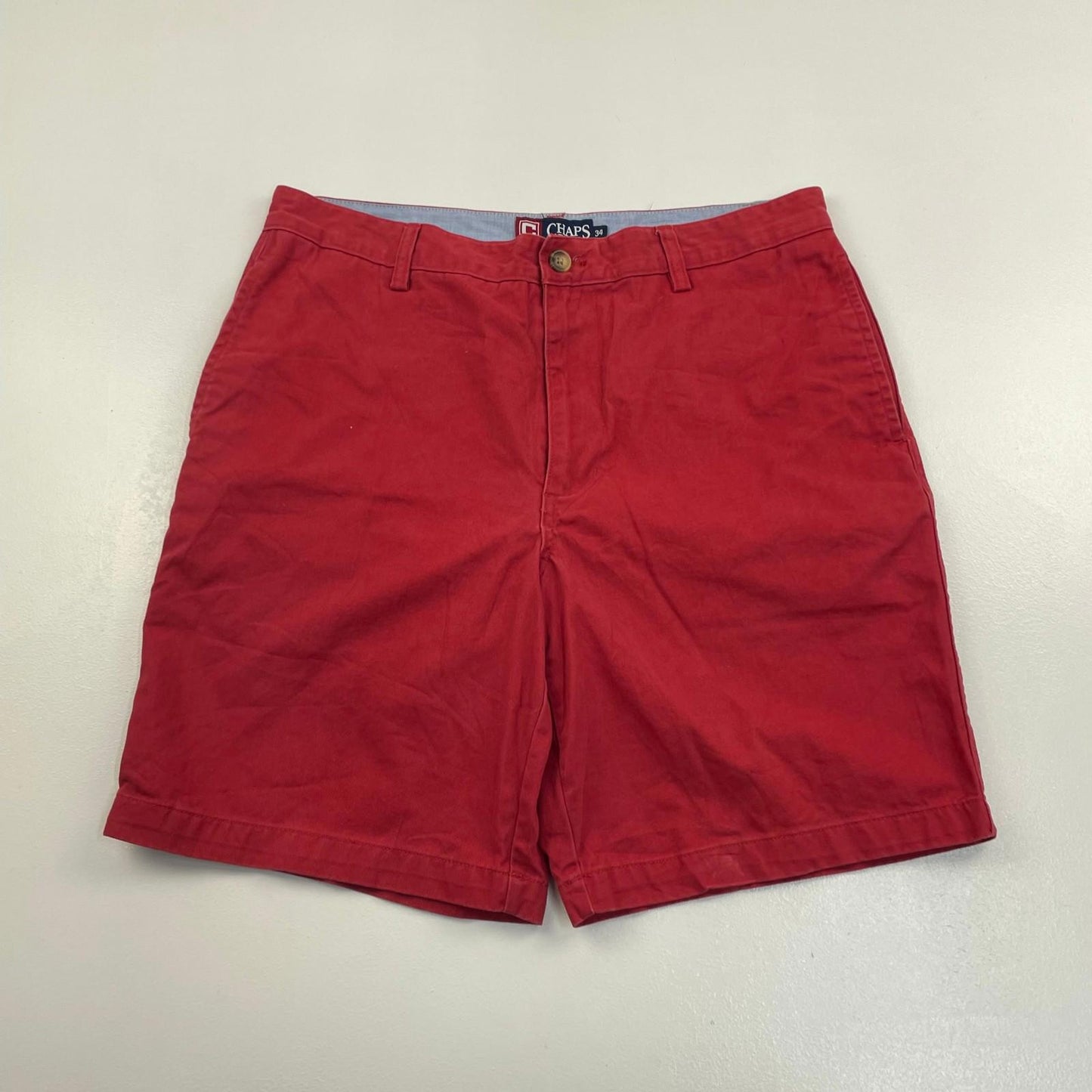 CHAPS Chino Shorts Casual Button Pocket Red Mens 34
