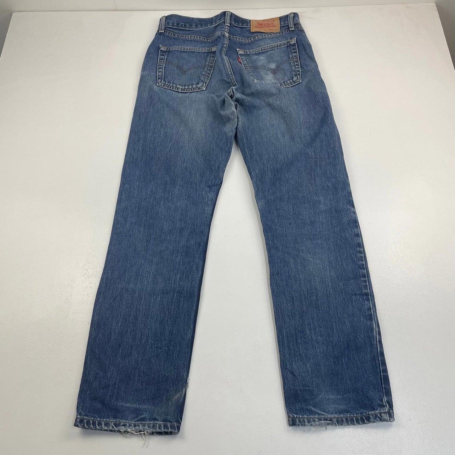 LEVI'S 521 Jeans Straight Distressed Blue Denim Mens W33 L32